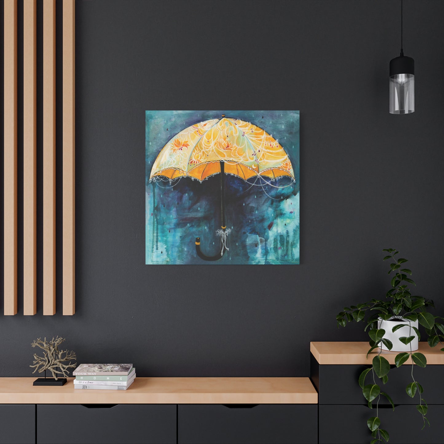 "Rain Glow" Unframed Canvas Ming Blue Edge Reproduction by Zabrina Fine Art