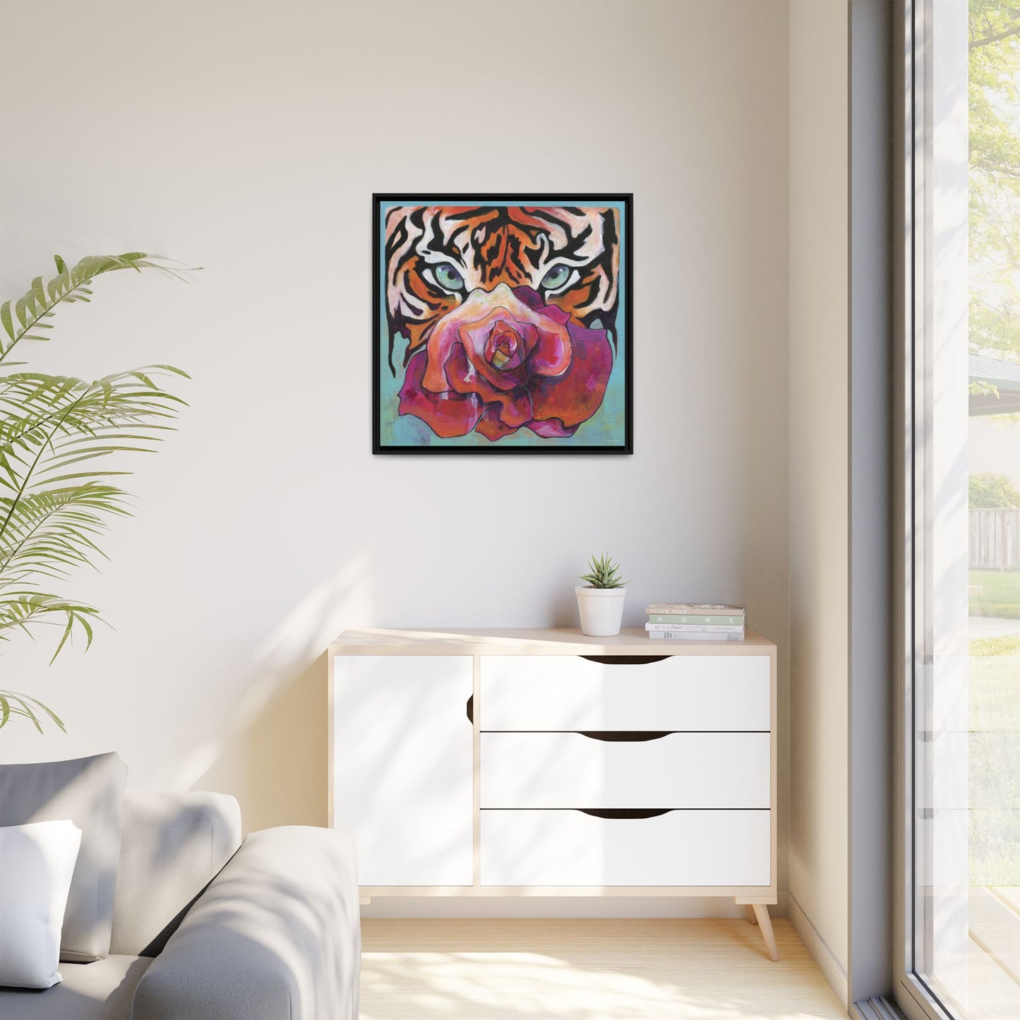 "Tiger Rose" Framed Canvas Fine Art Reproduction by Zabrina Fine Art