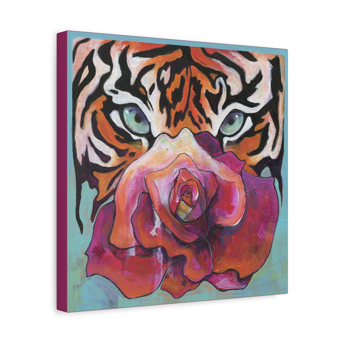 "Tiger Rose" Unframed Canvas Royal Pink Edge Reproduction by Zabrina Fine Art