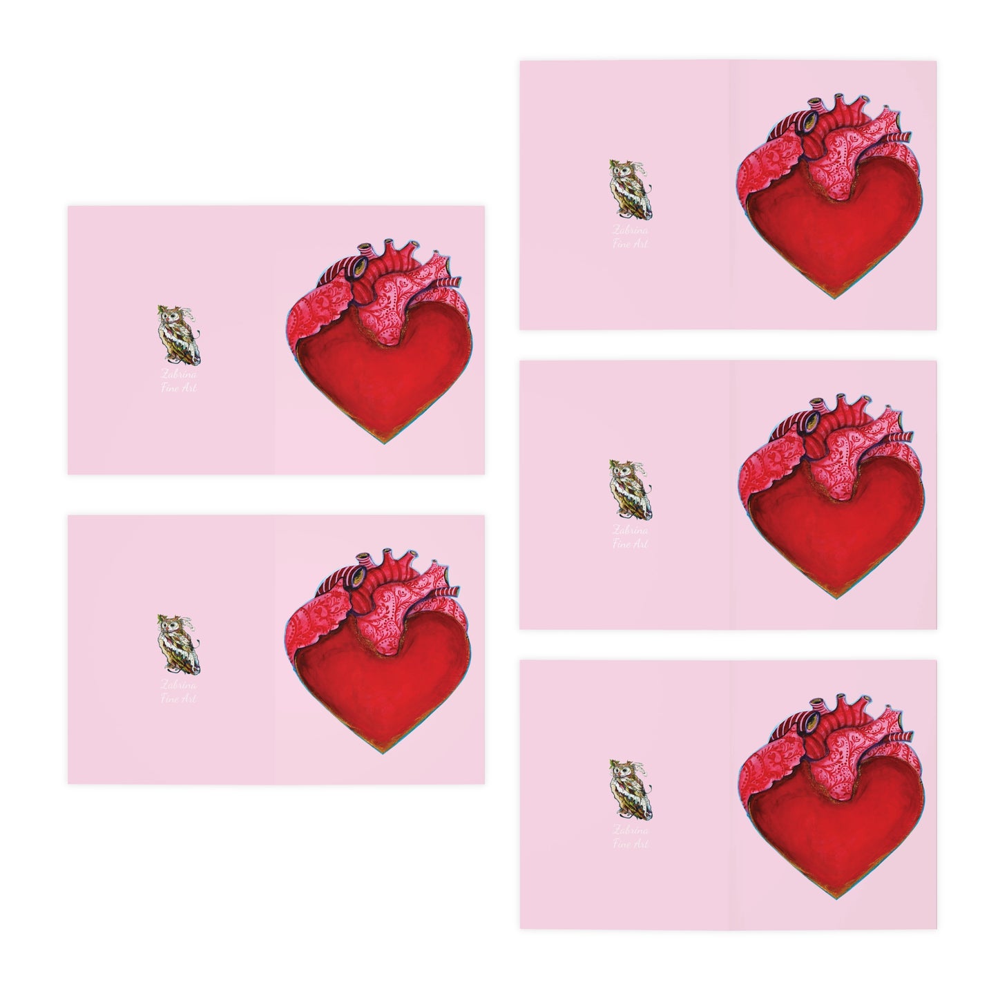 "Filagree Heart" Note Cards by Zabrina Fine Art (Set of 5) FREE SHIPPING