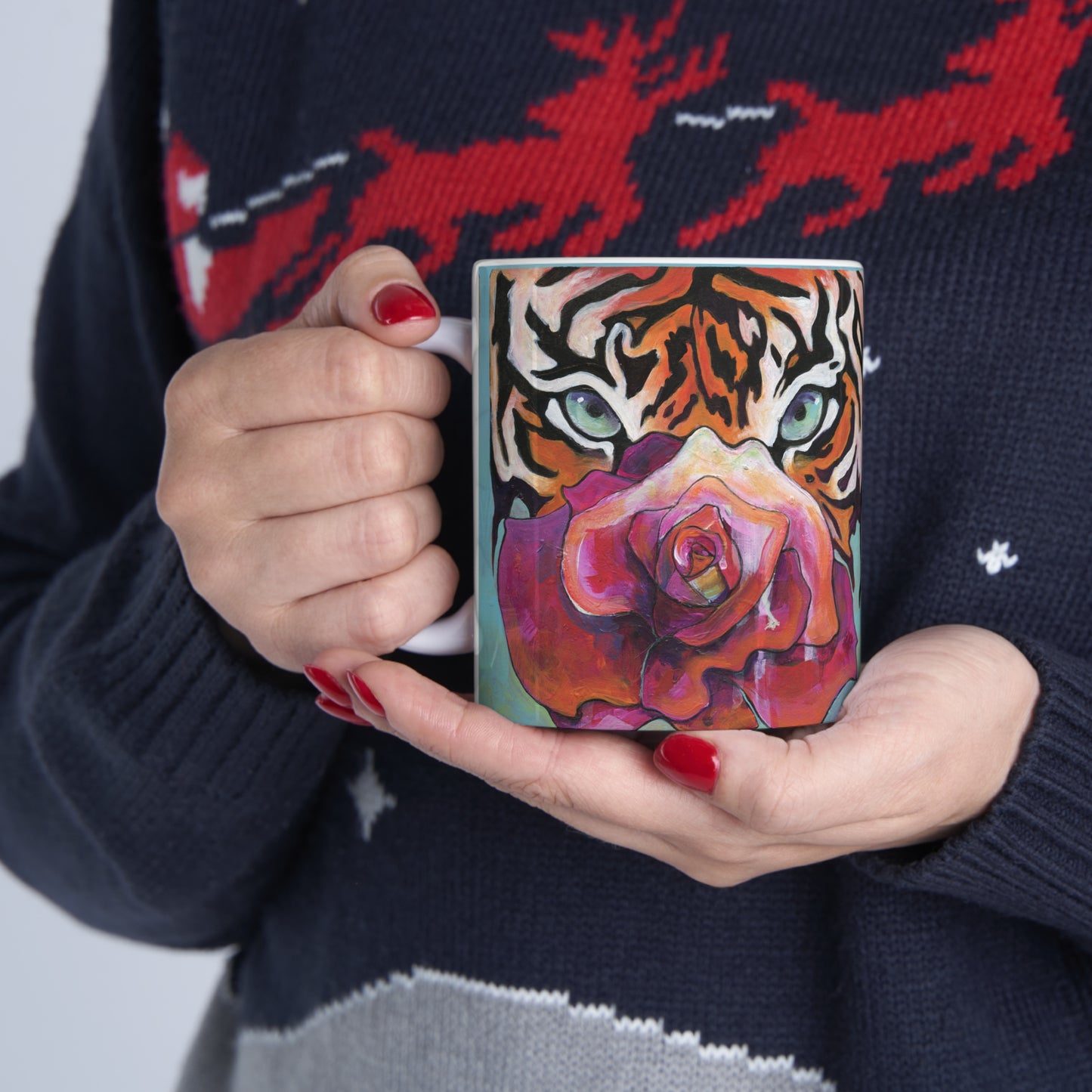 "Tiger Rose" Ceramic Mug by Zabrina Fine Art