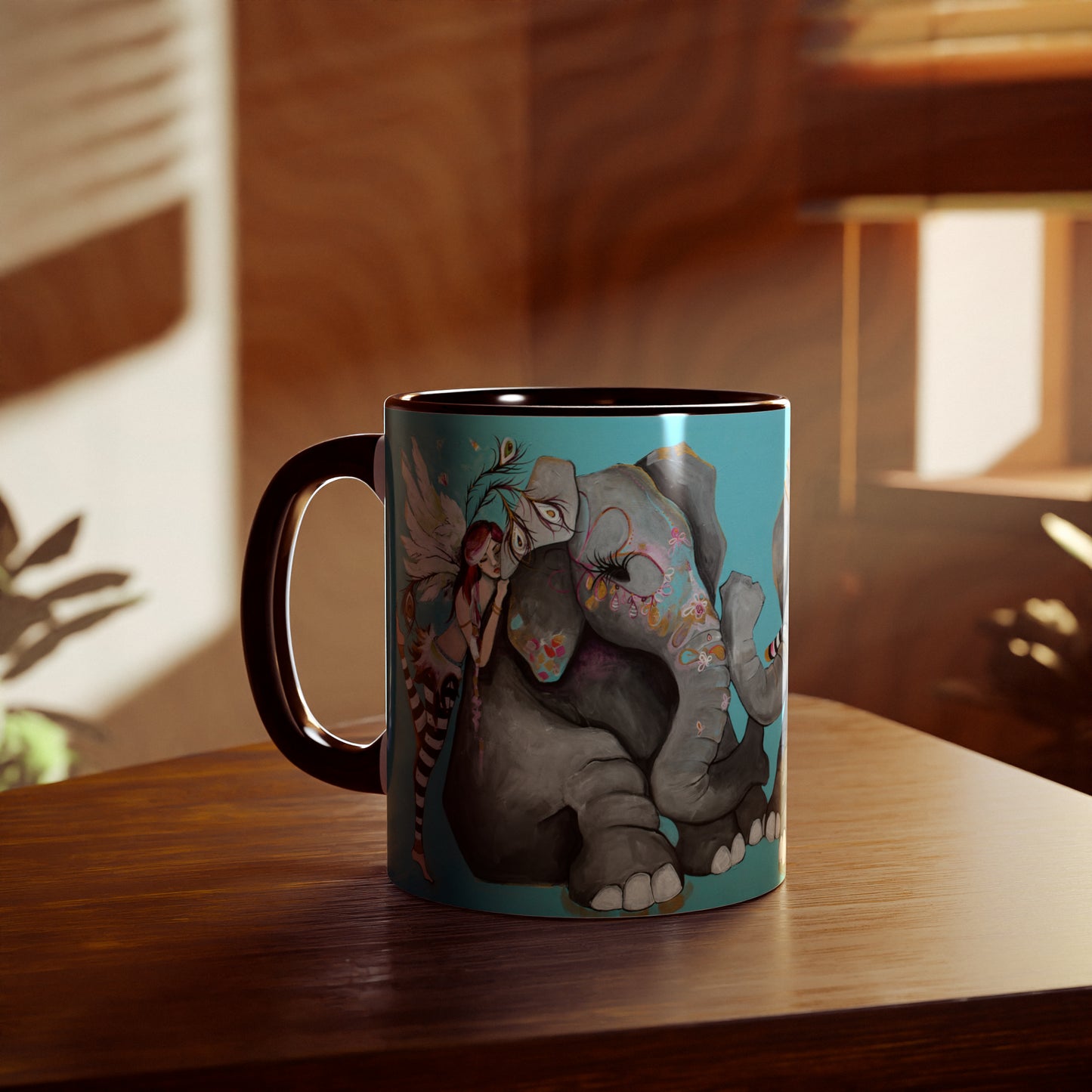 "Elephant Love" Ceramic Coffee Cup by Zabrina Fine Art