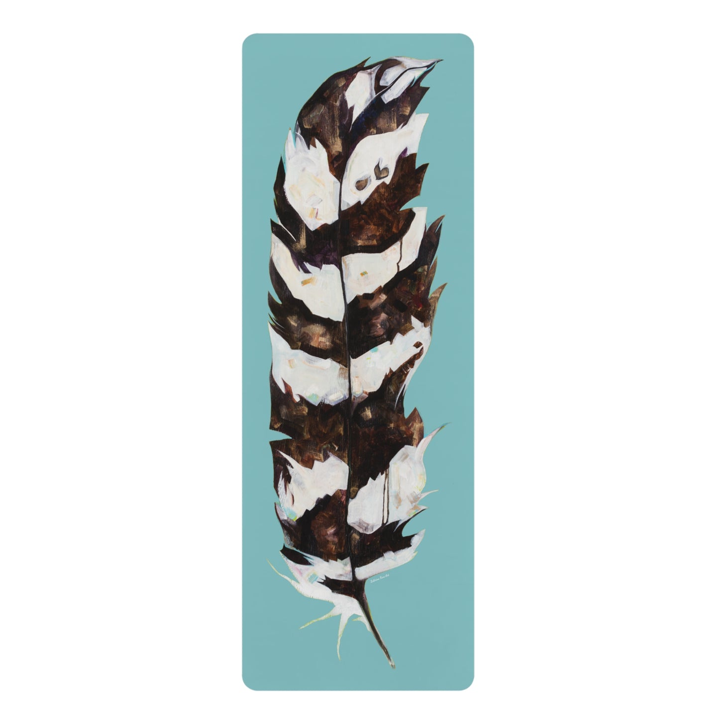 "Feather Blue" Microsuede Top Rubber Yoga Mat by Zabrina Fine Art