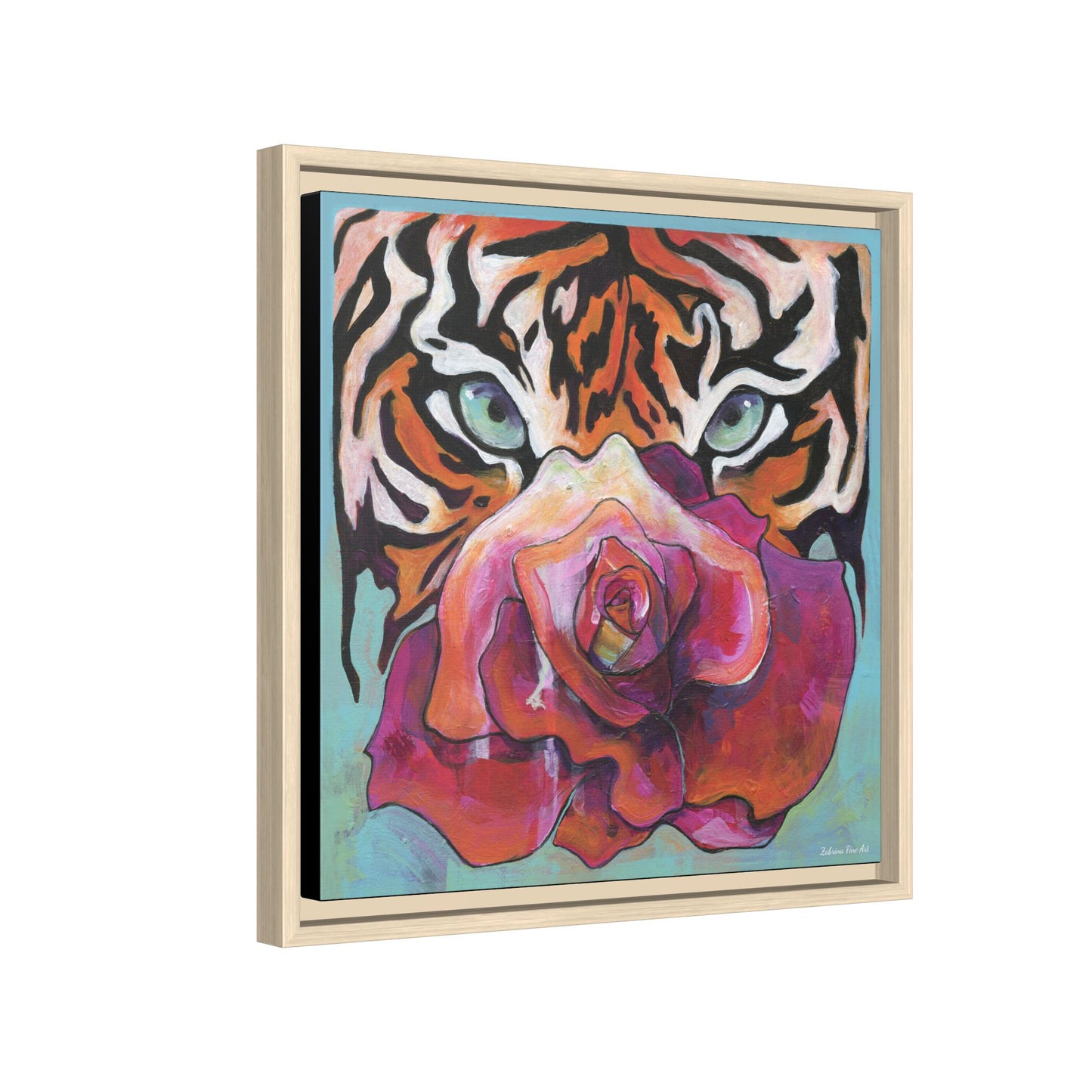 "Tiger Rose" Framed Canvas Fine Art Reproduction by Zabrina Fine Art