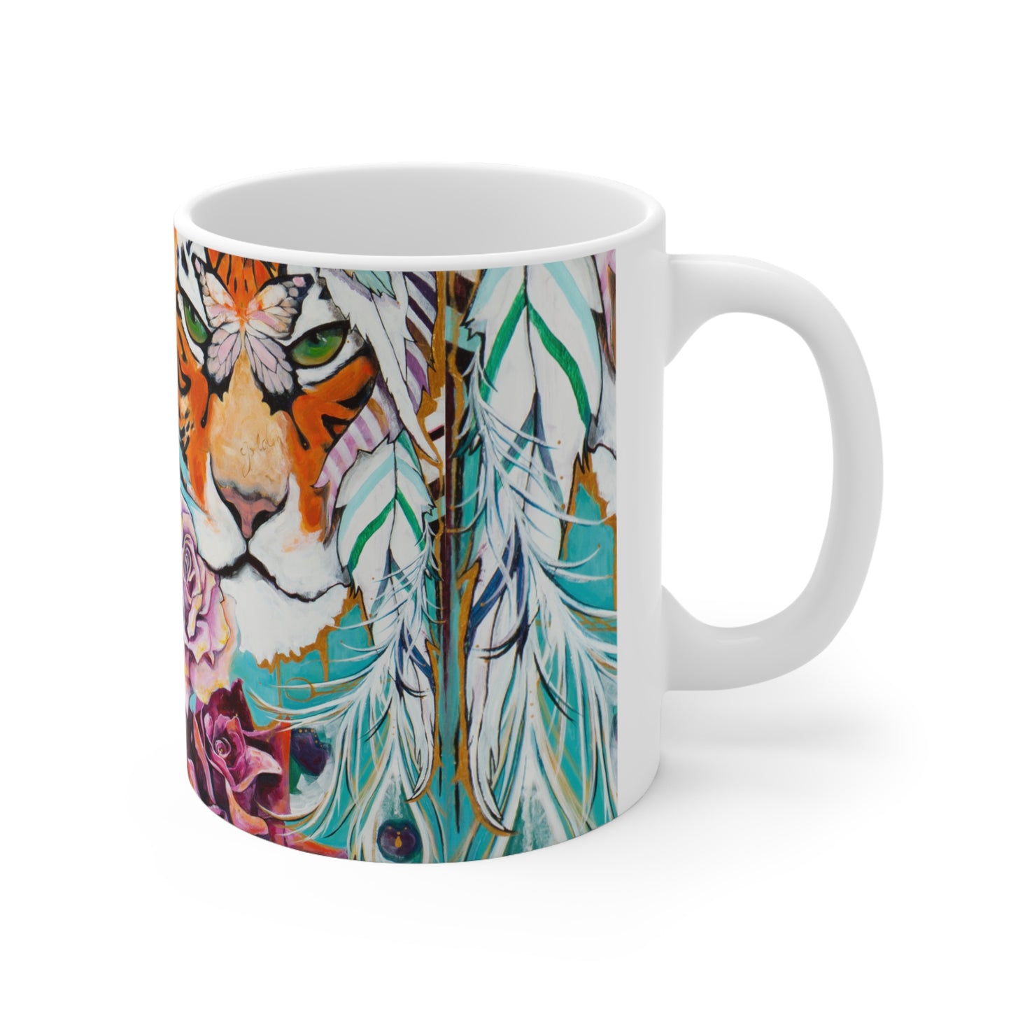 "Tiger Rose" Ceramic Mug by Zabrina Fine Art