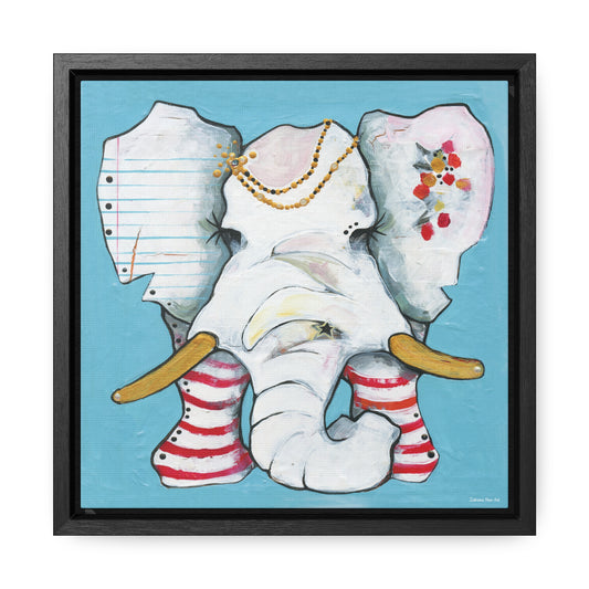 "Red Stripe Elephant" Framed Canvas Fine Art Reproduction by Zabrina Fine Art