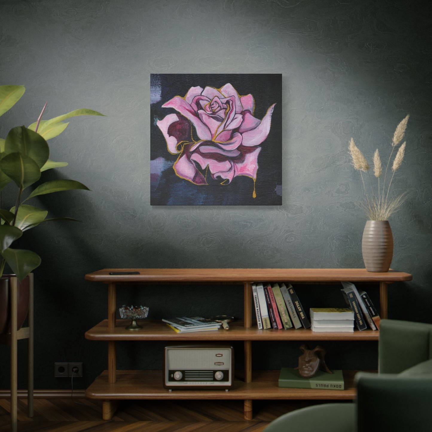 "Gilded Rose" Unframed Canvas Black Edge Reproduction by Zabrina Fine Art