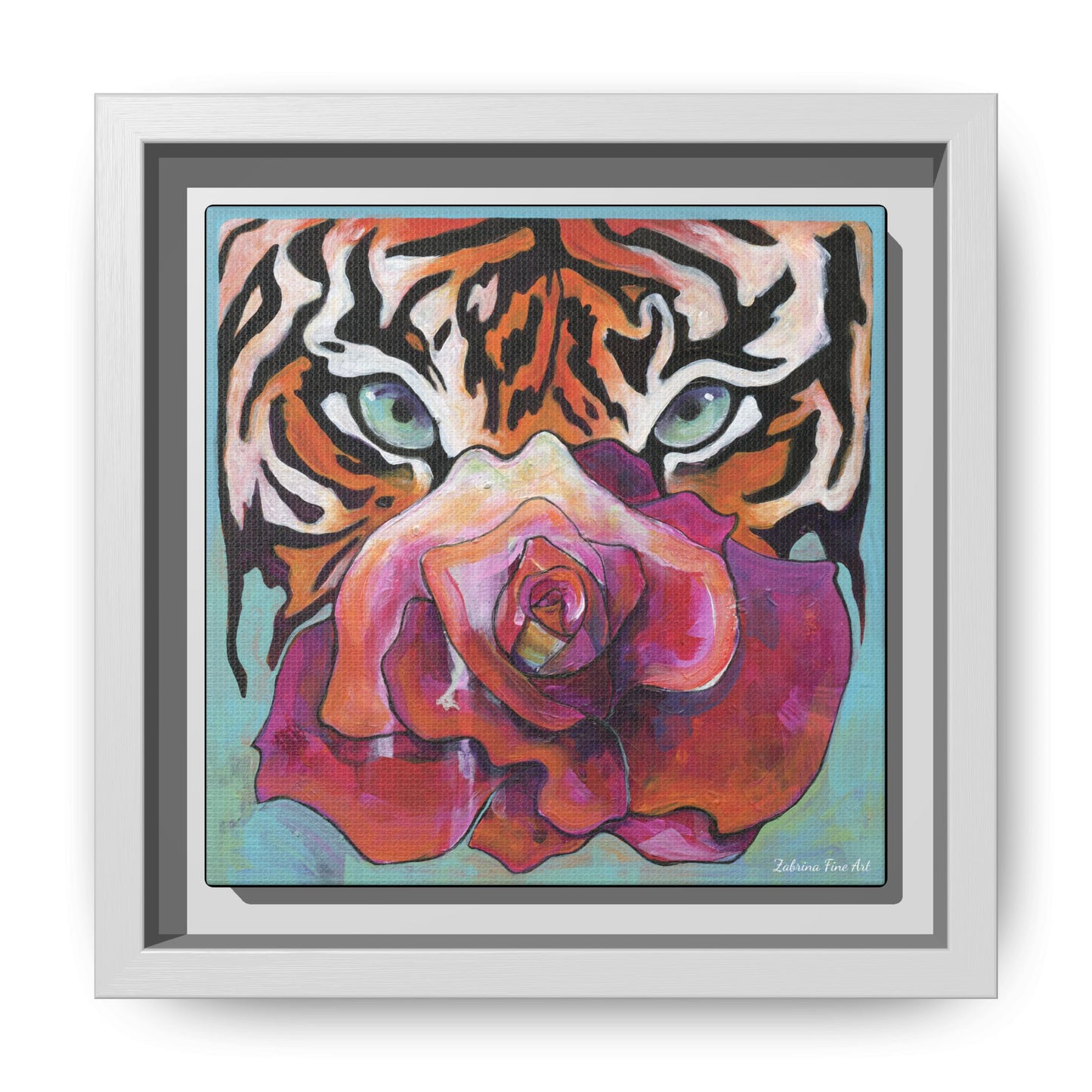 "Tiger Rose" Framed Canvas Fine Art Reproduction by Zabrina Fine Art