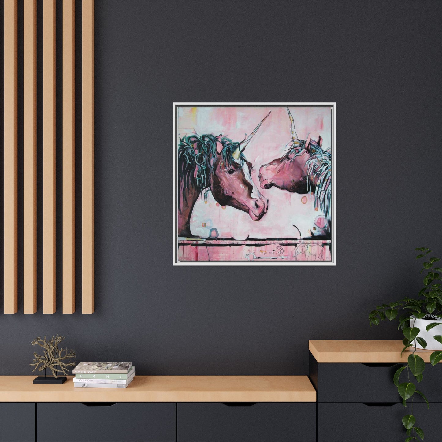 "Unicorns Are Real" Framed Canvas Fine Art Reproduction by Zabrina Fine Art