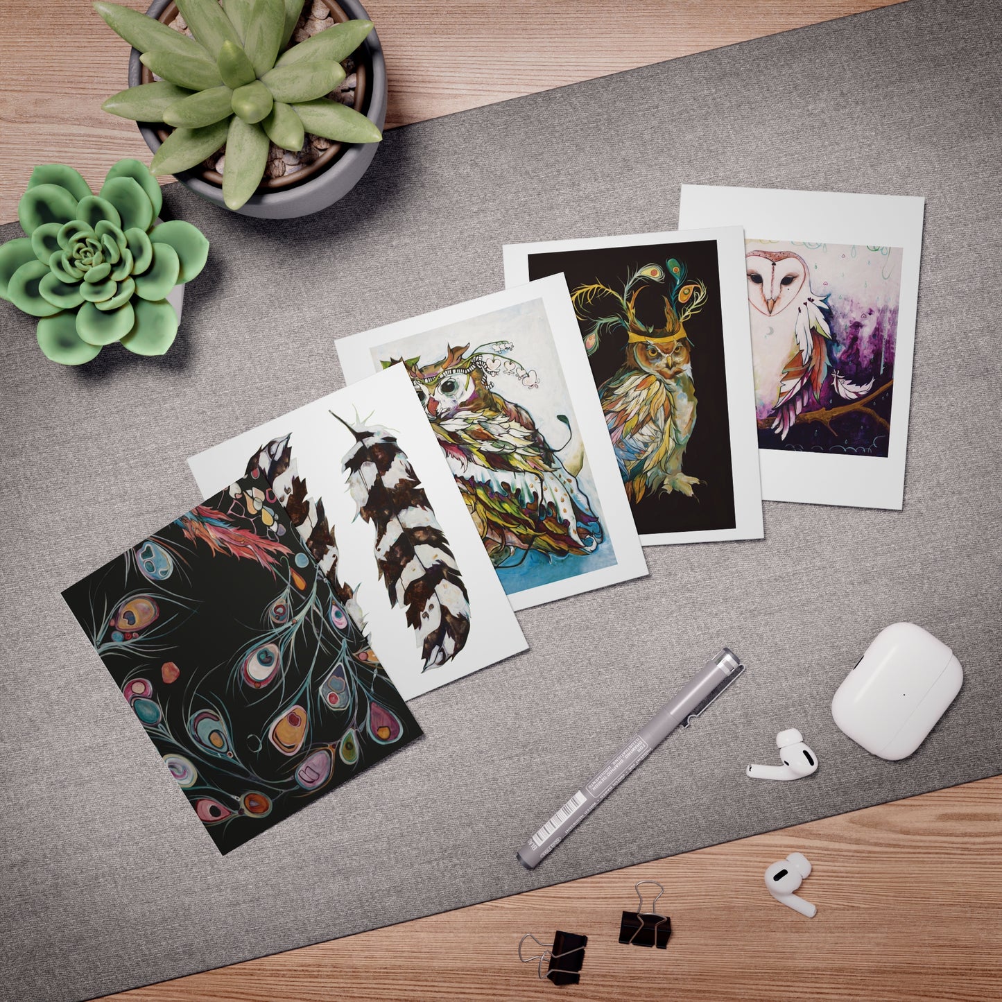 "Feathers" Greeting Cards by Zabrina Fine Art (set of 5) FREE SHIPPING