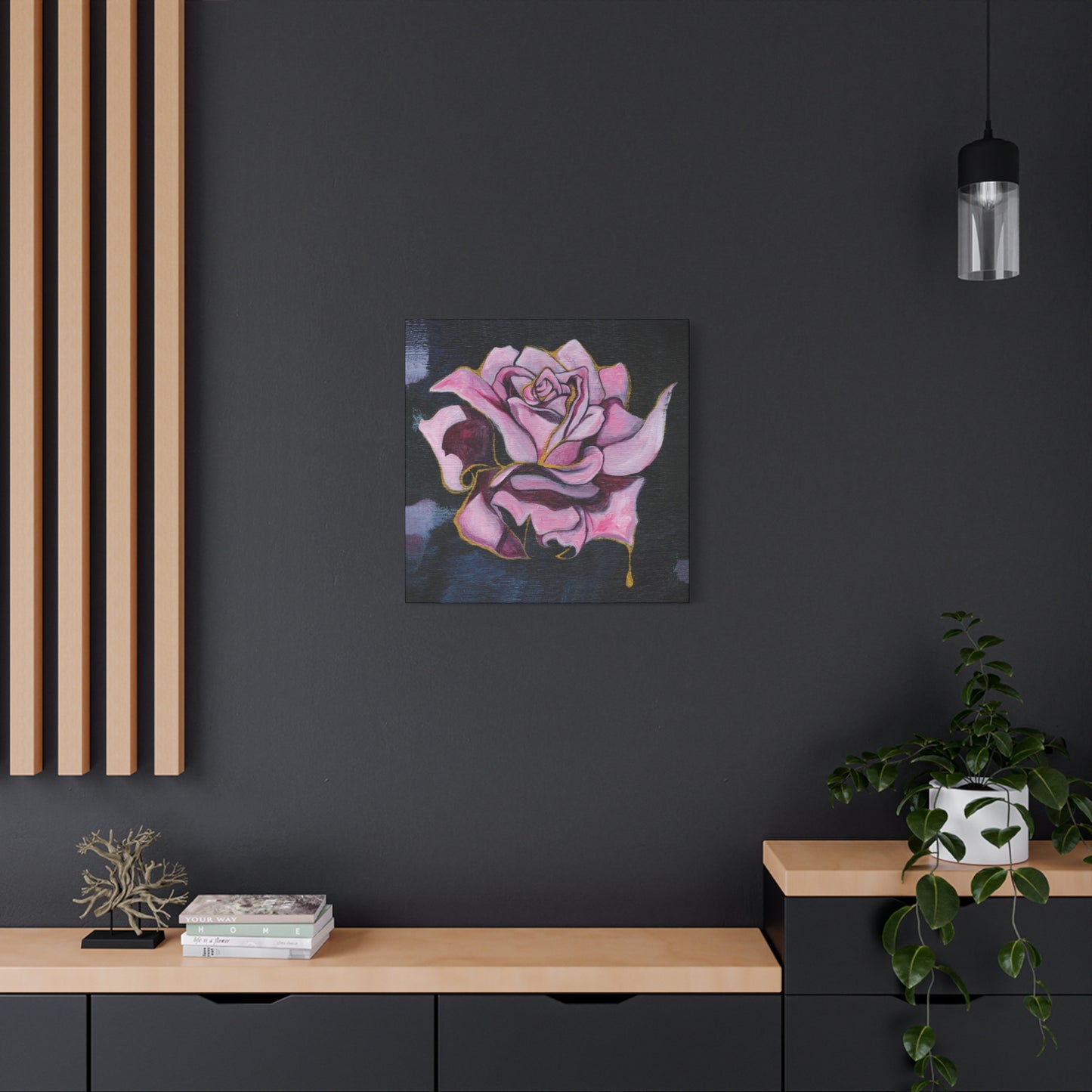 "Gilded Rose" Unframed Canvas Black Edge Reproduction by Zabrina Fine Art