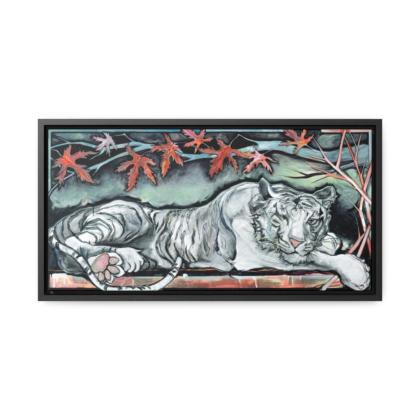 "White Tiger" Framed Canvas Fine Art Reproduction by Zabrina Fine Art