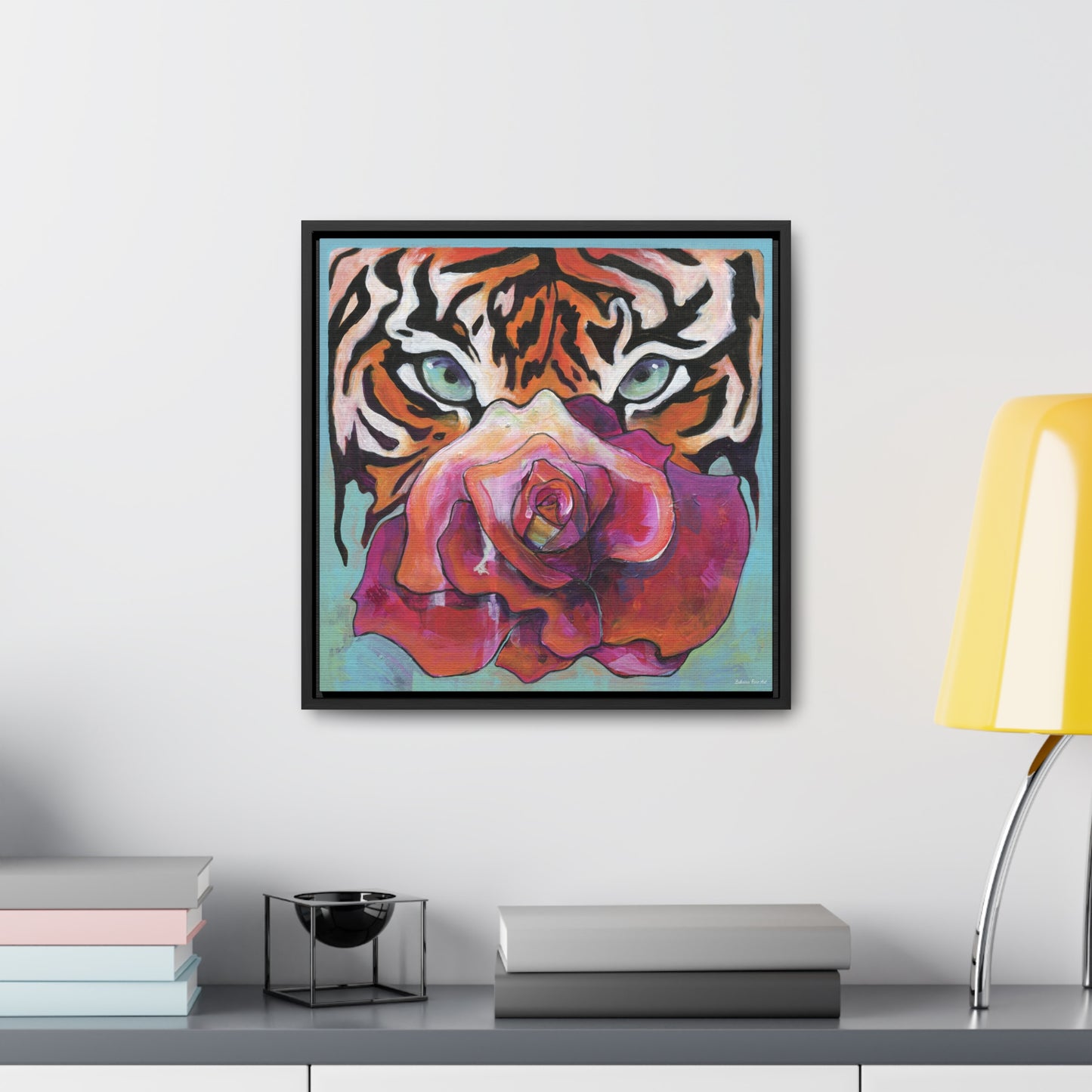 "Tiger Rose" Framed Canvas Fine Art Reproduction by Zabrina Fine Art