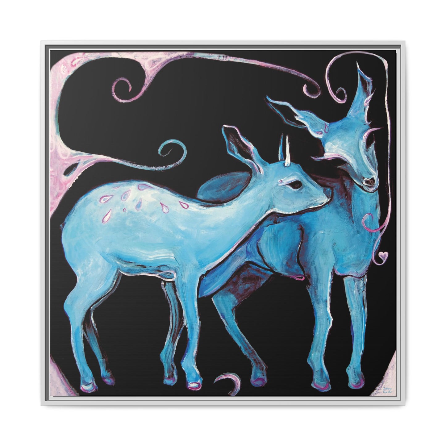 "Deer Love" Framed Canvas Fine Art Reproduction by Zabrina Fine Art