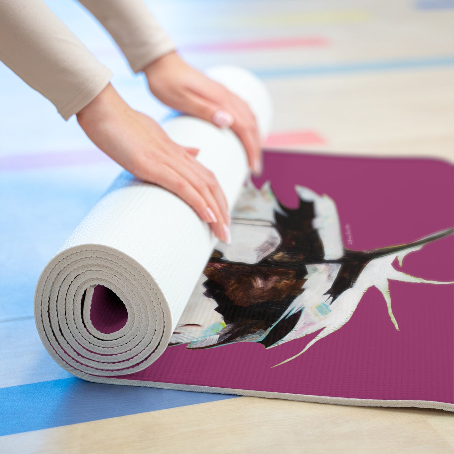 "Feather Mulberry" Yoga Mat by Zabrina Fine Art