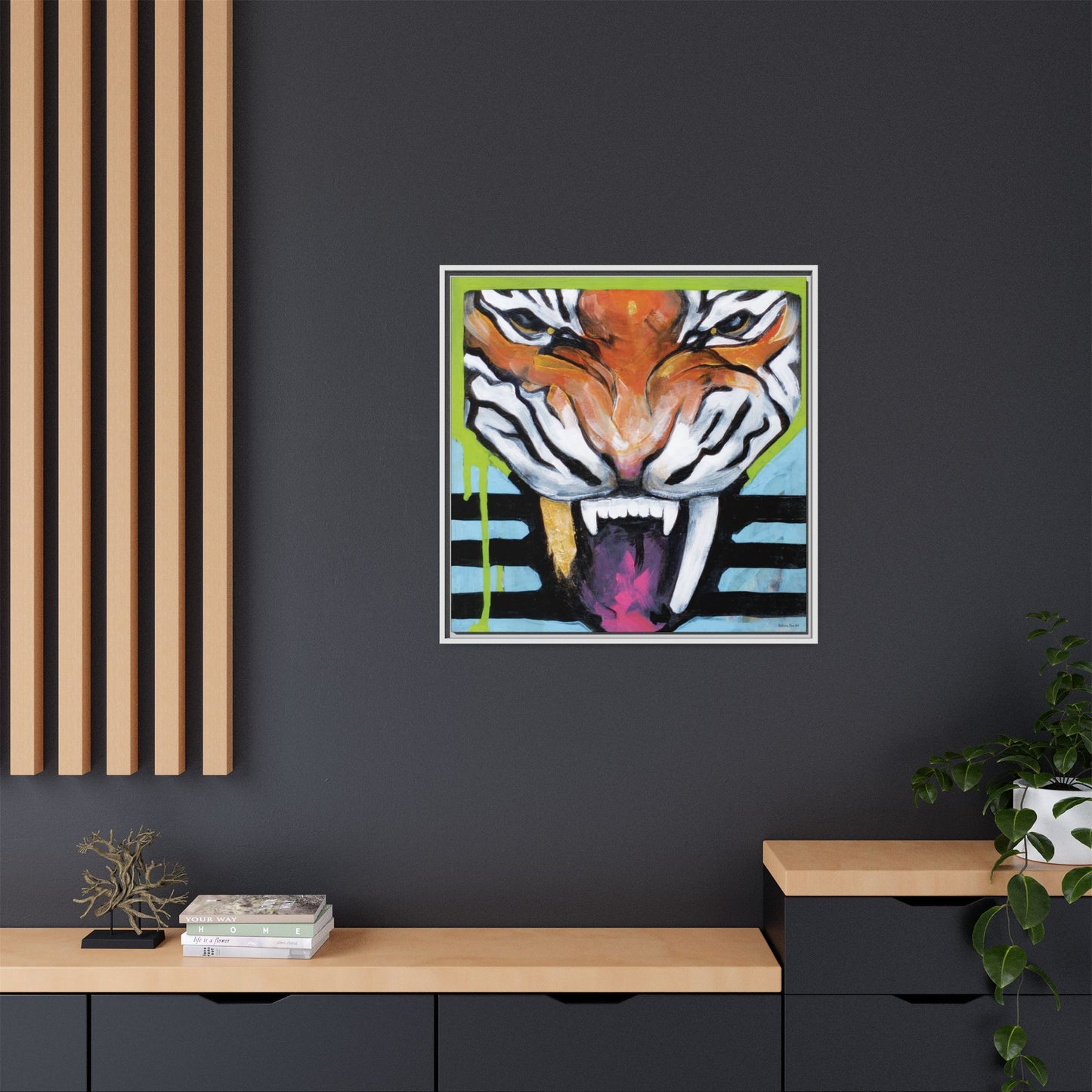 "Tiger Fang" Framed Canvas Fine Art Reproduction by Zabrina Fine Art