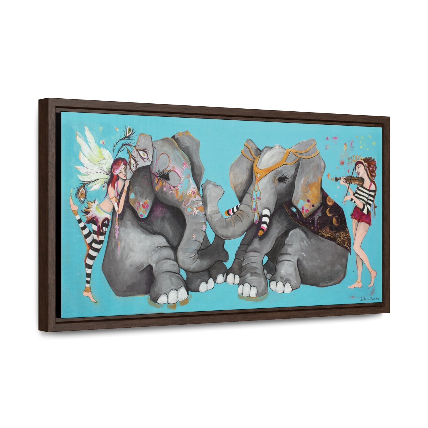 "Elephant Love" Framed Canvas Fine Art Reproduction by Zabrina Fine Art