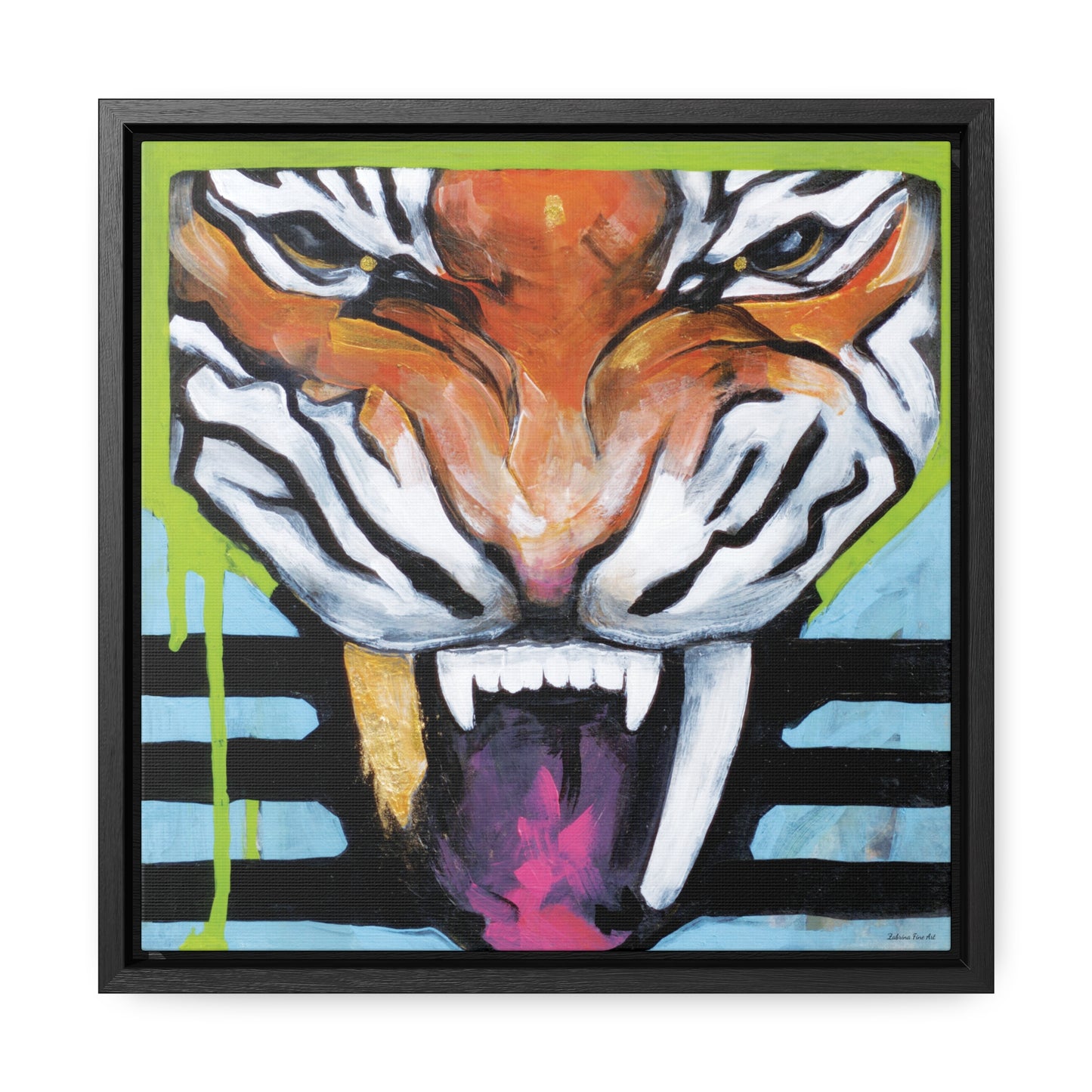 "Tiger Fang" Framed Canvas Fine Art Reproduction by Zabrina Fine Art