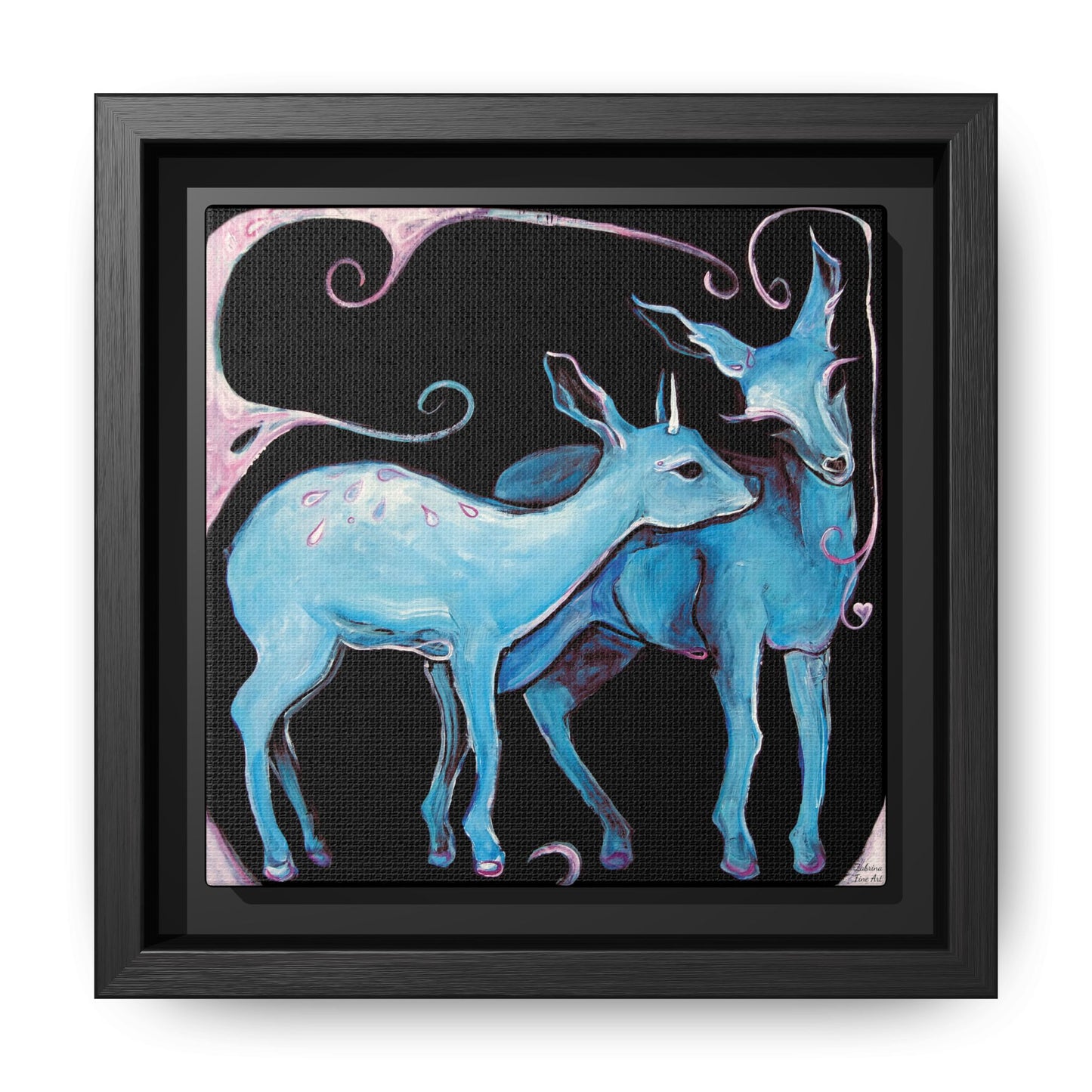 "Deer Love" Framed Canvas Fine Art Reproduction by Zabrina Fine Art