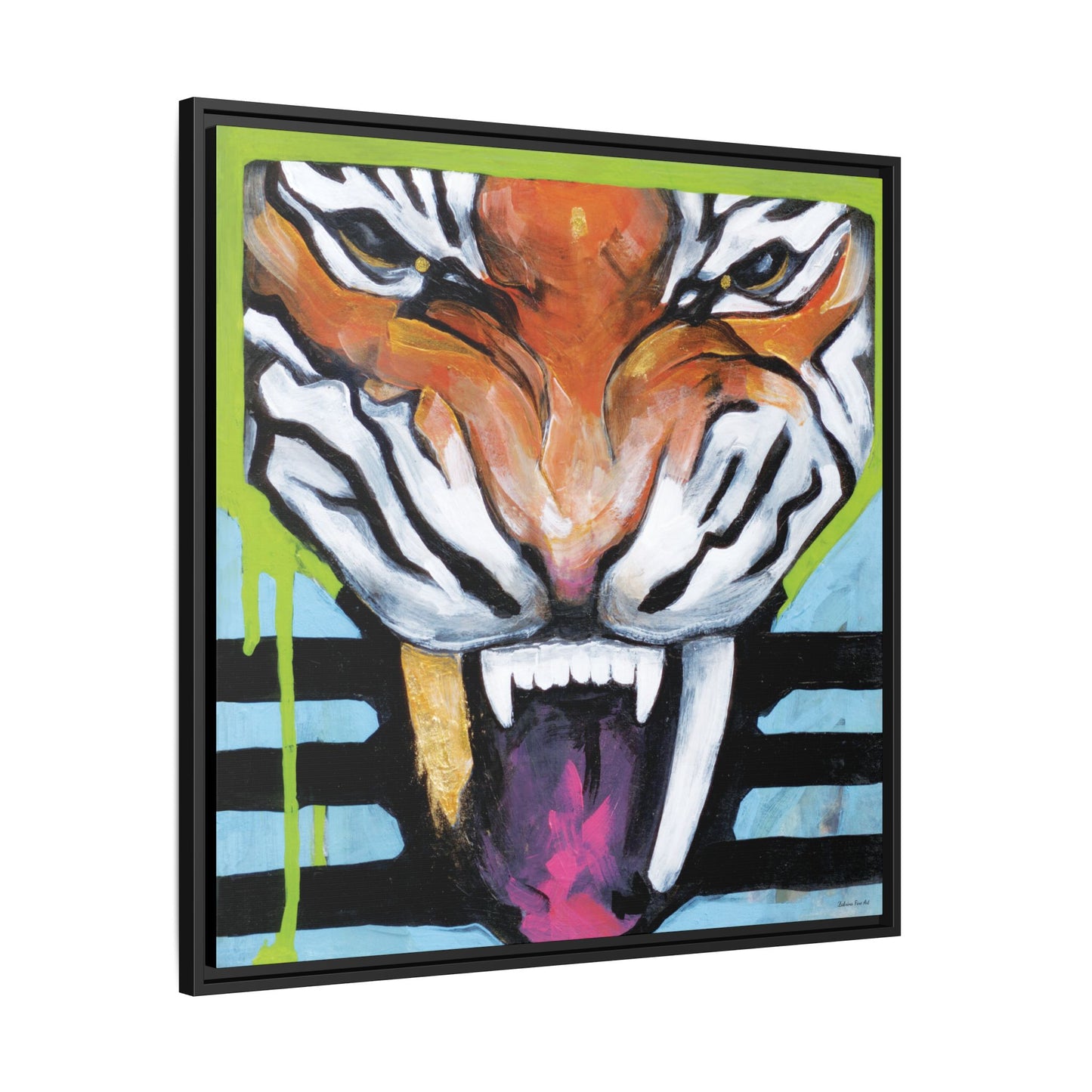 "Tiger Fang" Framed Canvas Fine Art Reproduction by Zabrina Fine Art