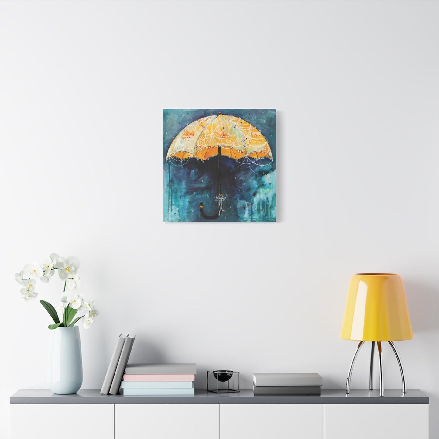 "Rain Glow" Unframed Canvas Ming Blue Edge Reproduction by Zabrina Fine Art