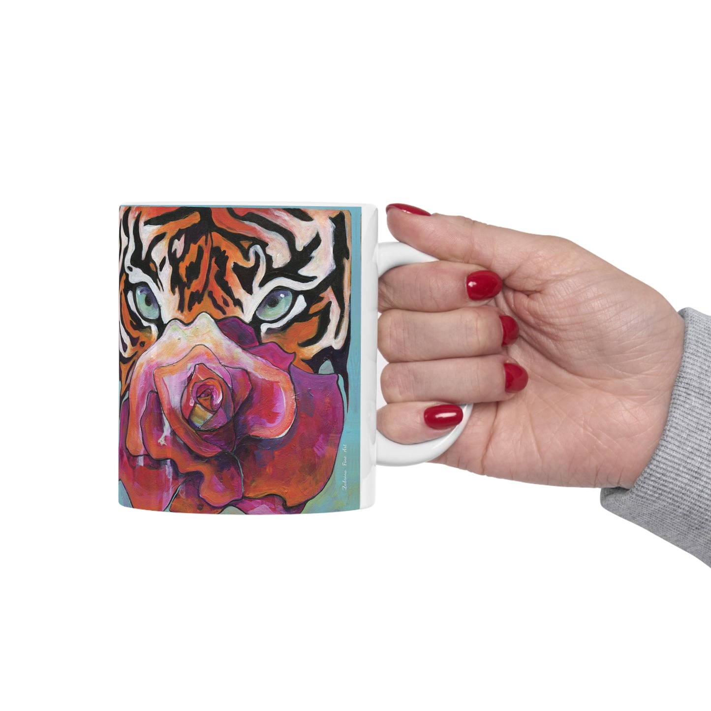 "Tiger Rose" Ceramic Mug by Zabrina Fine Art