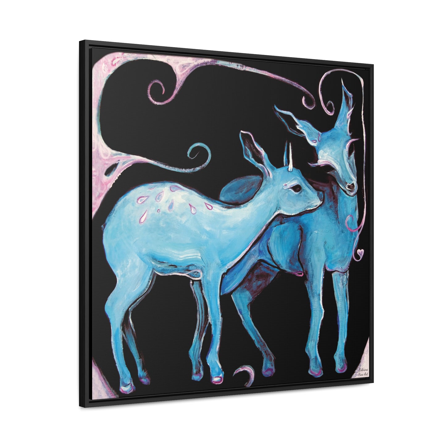 "Deer Love" Framed Canvas Fine Art Reproduction by Zabrina Fine Art