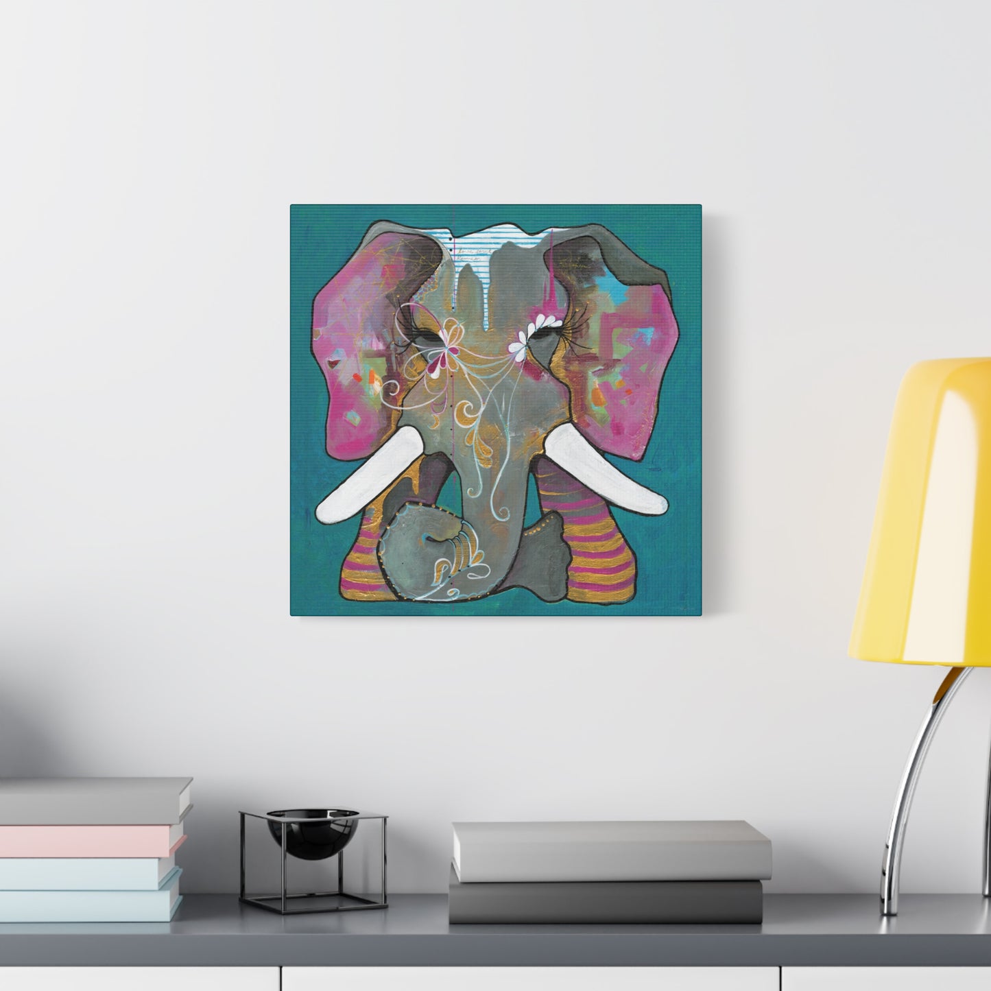 "Romeo Elephant" Unframed Canvas Black Edge Reproduction by Zabrina Fine Art