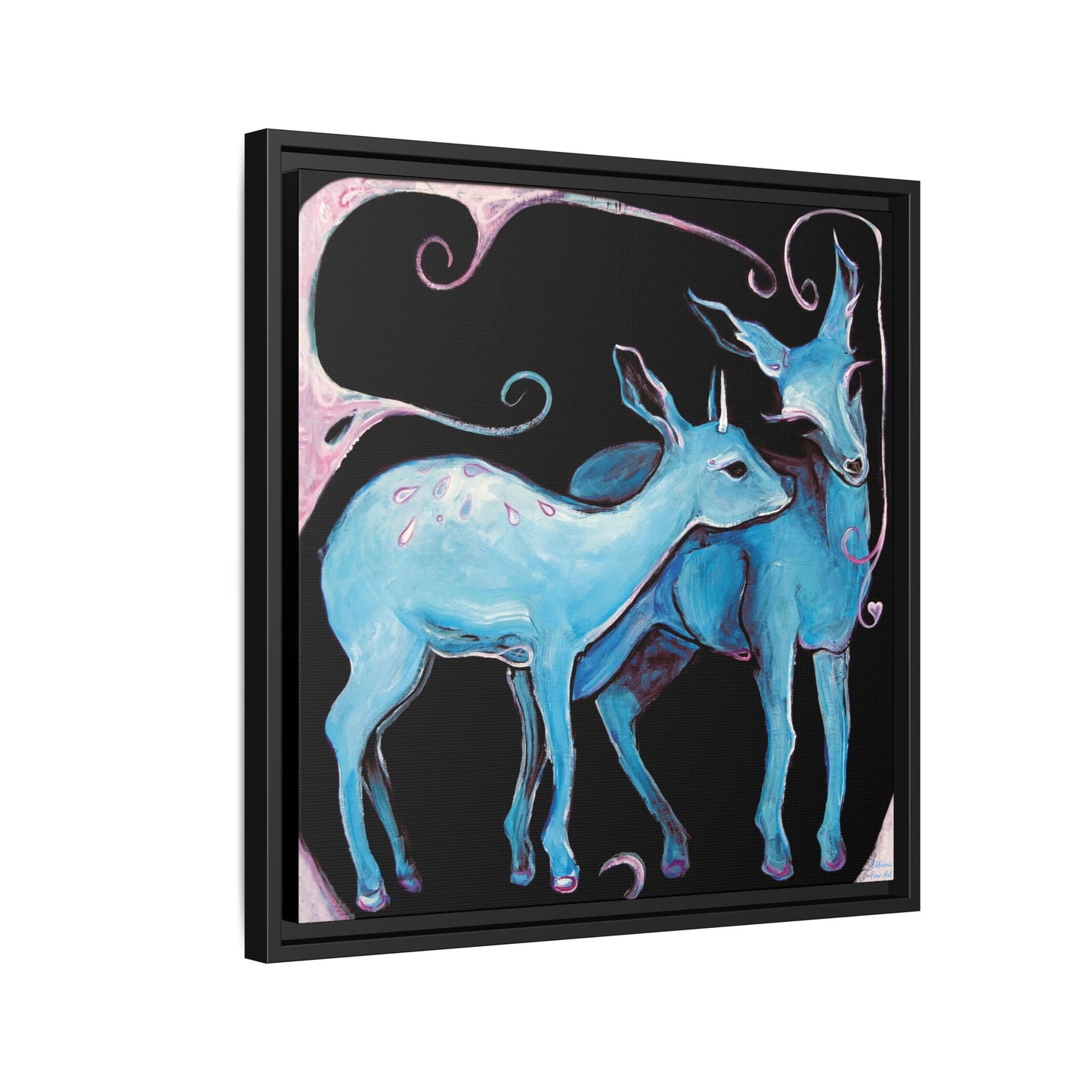 "Deer Love" Framed Canvas Fine Art Reproduction by Zabrina Fine Art