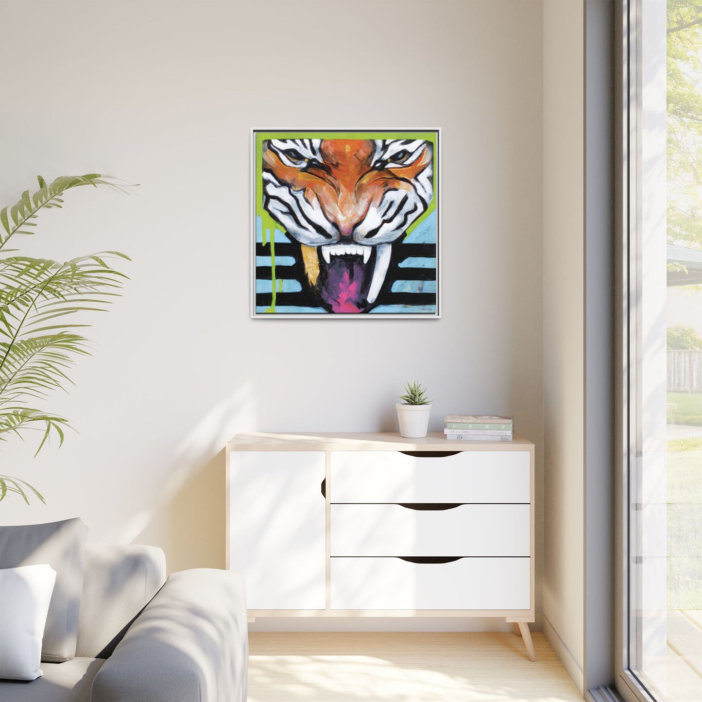 "Tiger Fang" Framed Canvas Fine Art Reproduction by Zabrina Fine Art