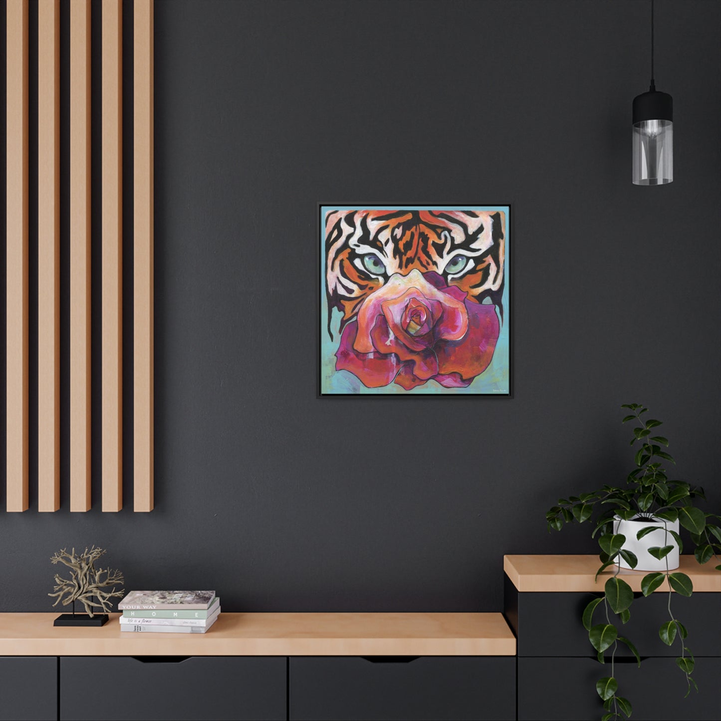 "Tiger Rose" Framed Canvas Fine Art Reproduction by Zabrina Fine Art