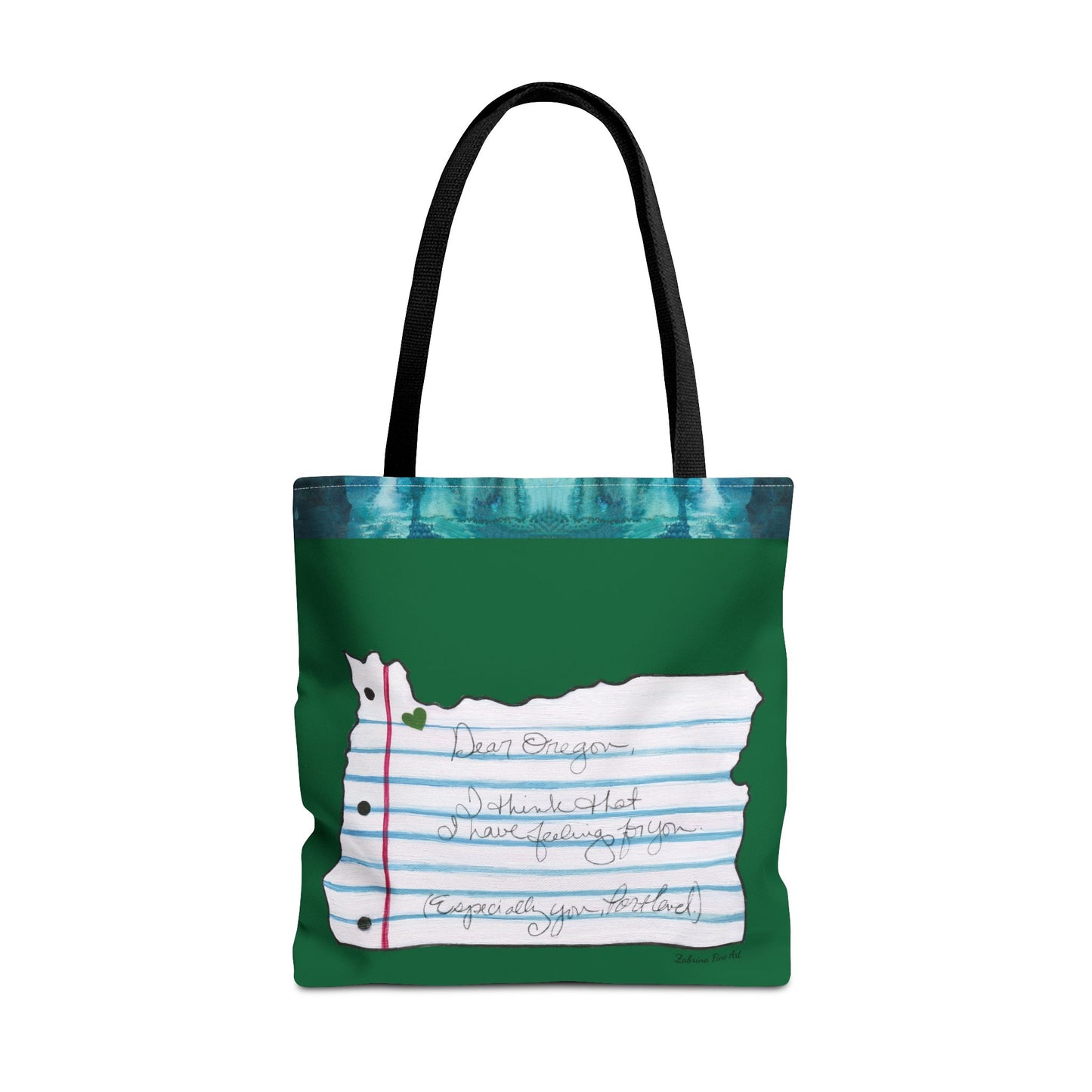"Oregon Love Letter" Tote Bag Green by Zabrina Fine Art