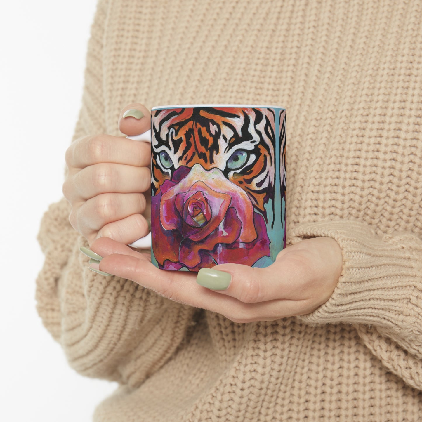 "Tiger Rose" Ceramic Mug by Zabrina Fine Art