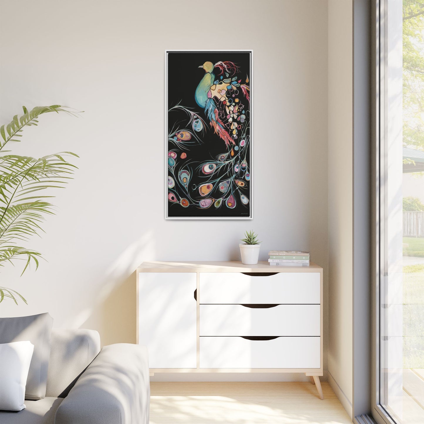 "Peacock" Framed Canvas Fine Art Reproduction by Zabrina Fine Art