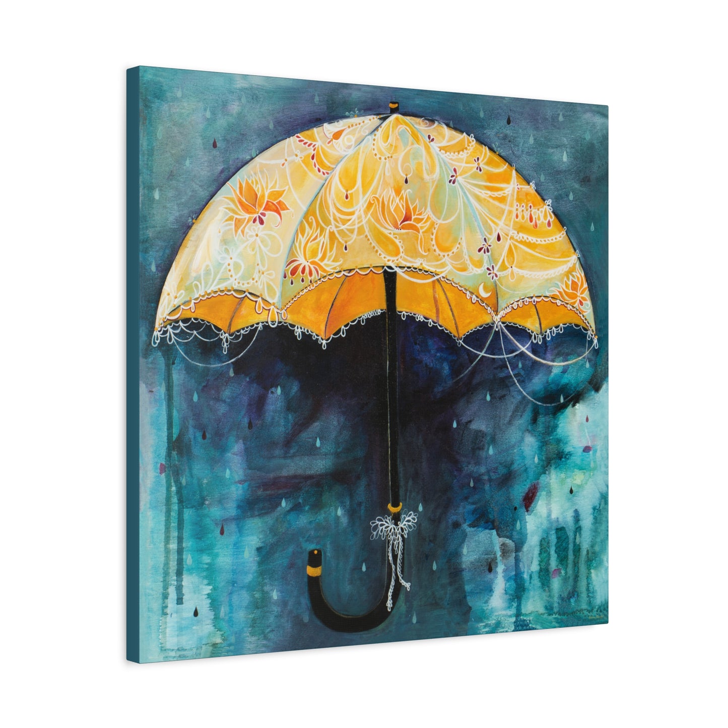 "Rain Glow" Unframed Canvas Ming Blue Edge Reproduction by Zabrina Fine Art