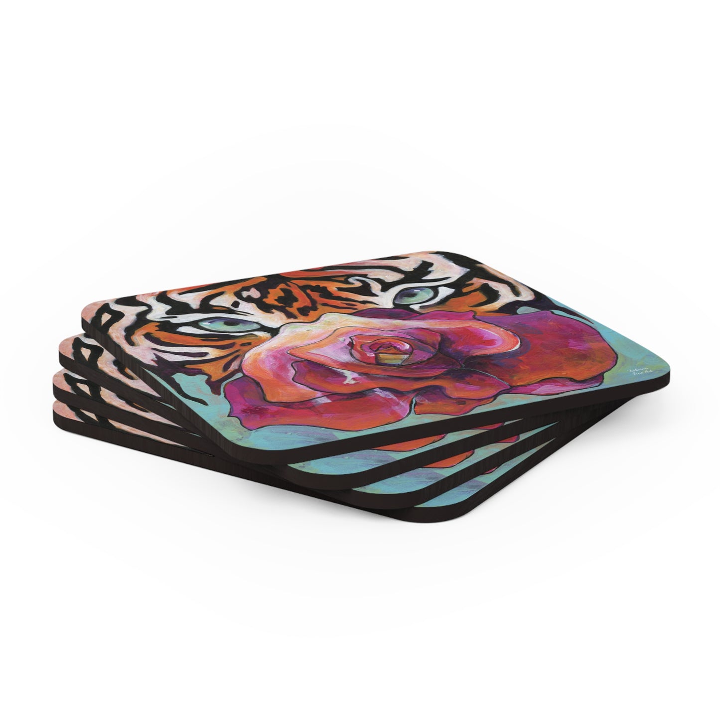 "Tiger Rose" Coaster Set by Zabrina Fine Art