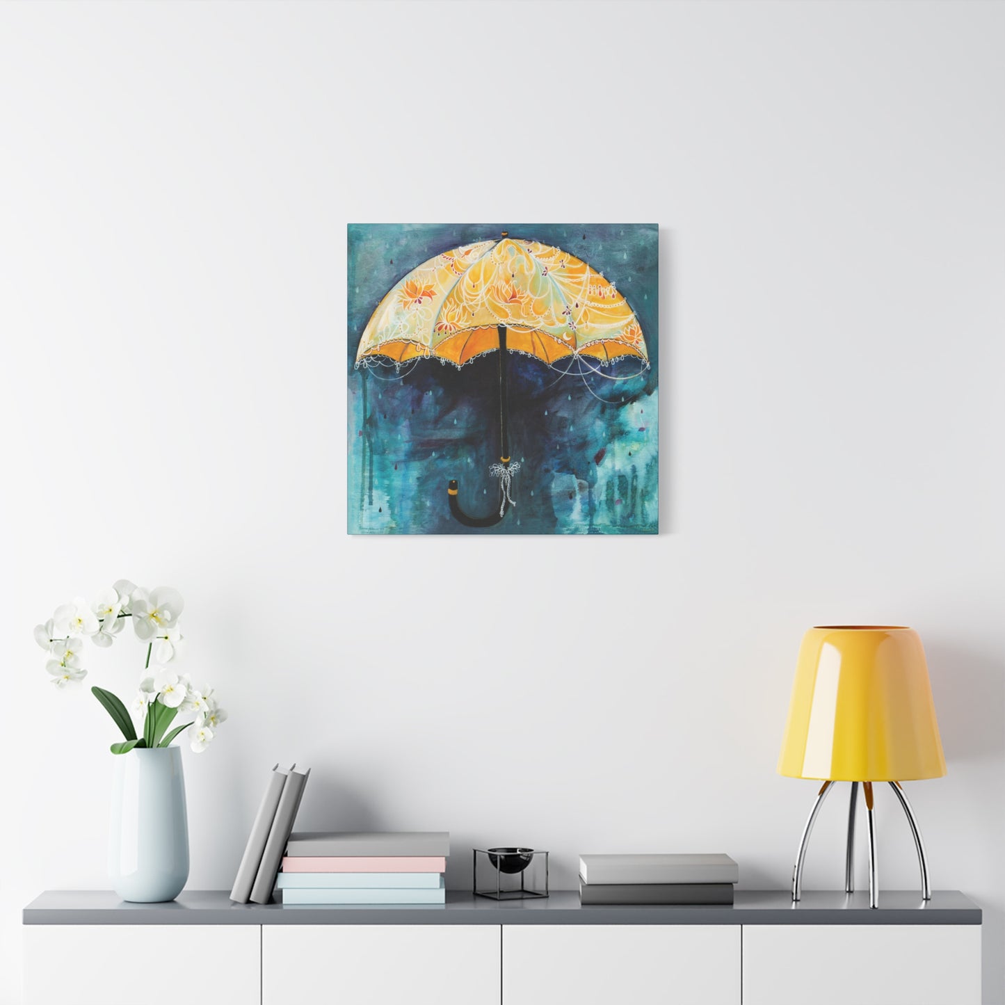 "Rain Glow" Unframed Canvas Ming Blue Edge Reproduction by Zabrina Fine Art