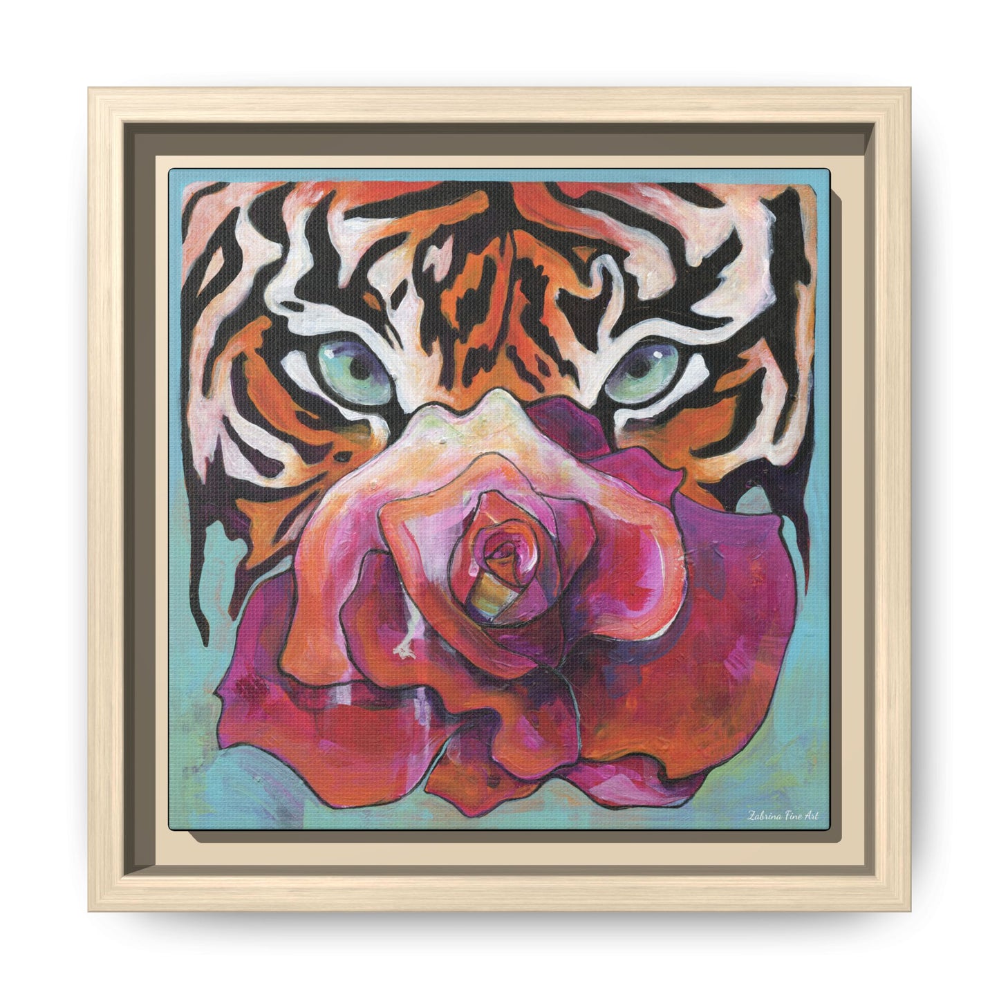 "Tiger Rose" Framed Canvas Fine Art Reproduction by Zabrina Fine Art