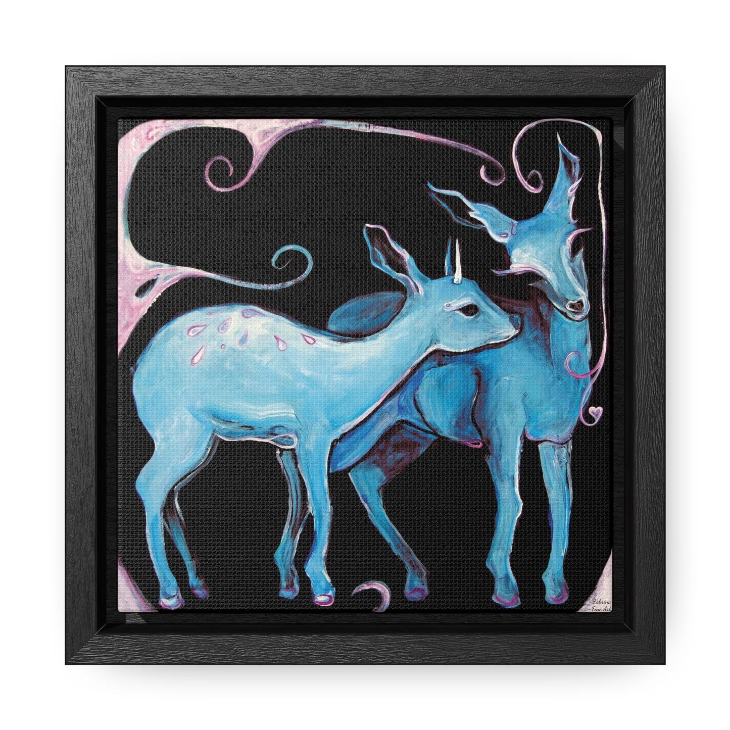 "Deer Love" Framed Canvas Fine Art Reproduction by Zabrina Fine Art