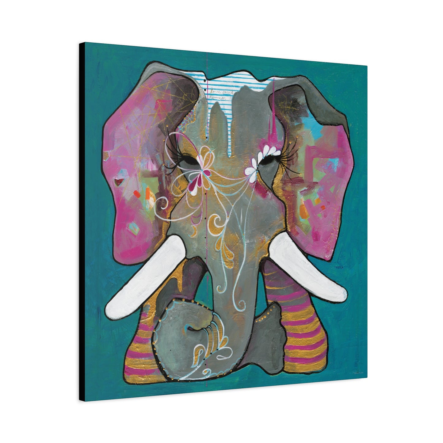 "Romeo Elephant" Unframed Canvas Black Edge Reproduction by Zabrina Fine Art