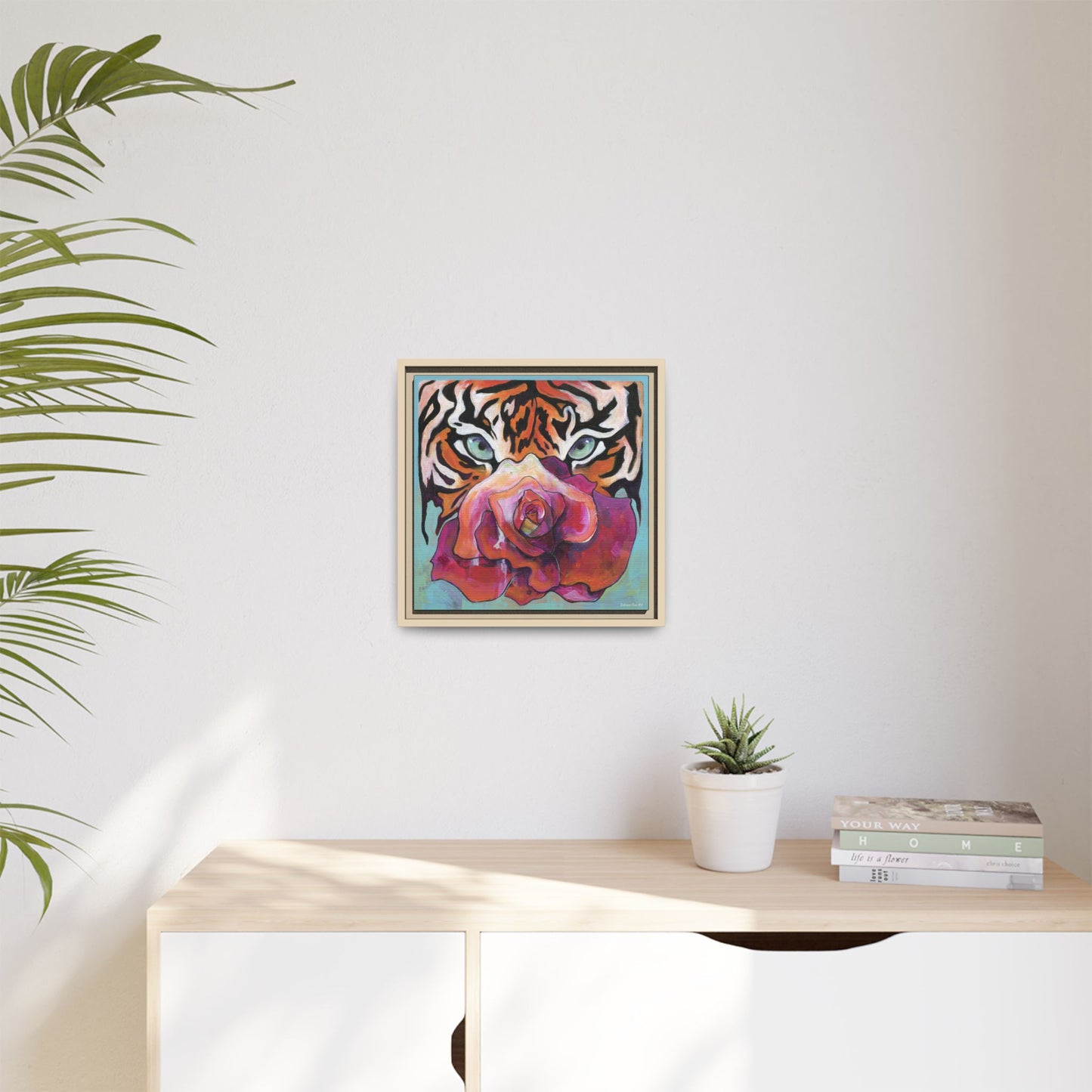 "Tiger Rose" Framed Canvas Fine Art Reproduction by Zabrina Fine Art