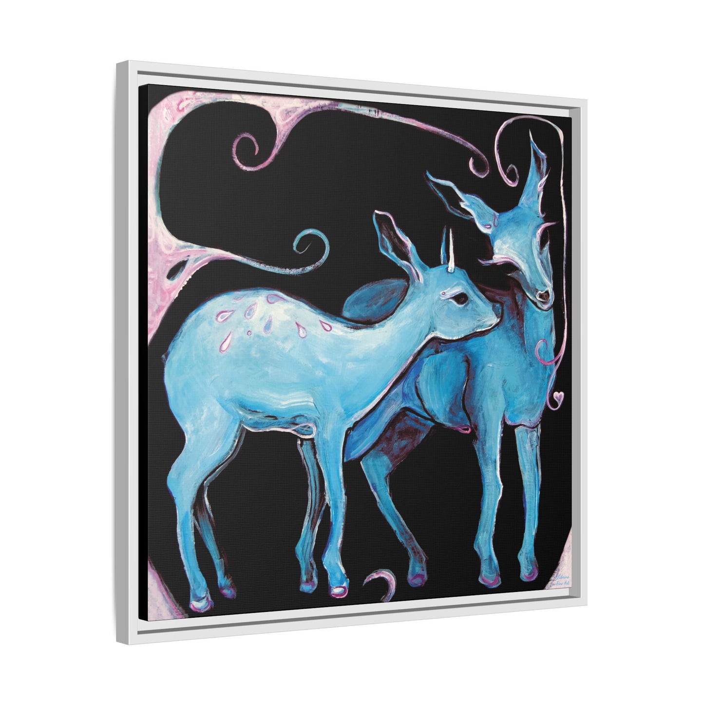 "Deer Love" Framed Canvas Fine Art Reproduction by Zabrina Fine Art