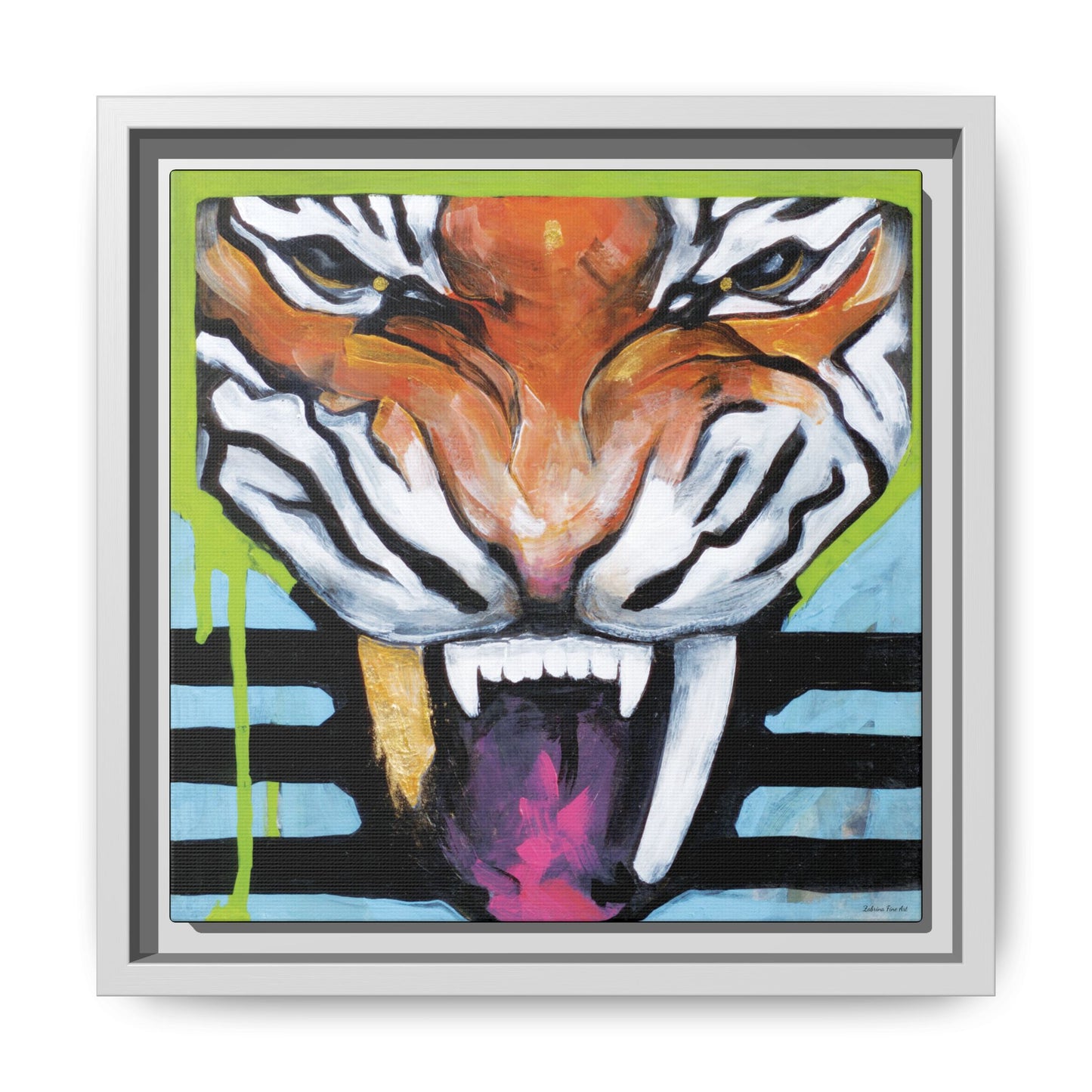 "Tiger Fang" Framed Canvas Fine Art Reproduction by Zabrina Fine Art