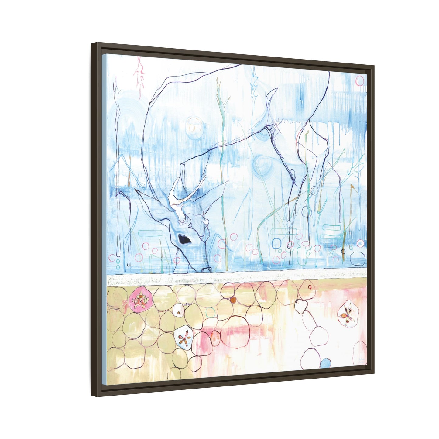 "One Antler Deer" Framed Canvas Fine Art Reproduction by Zabrina Fine Art