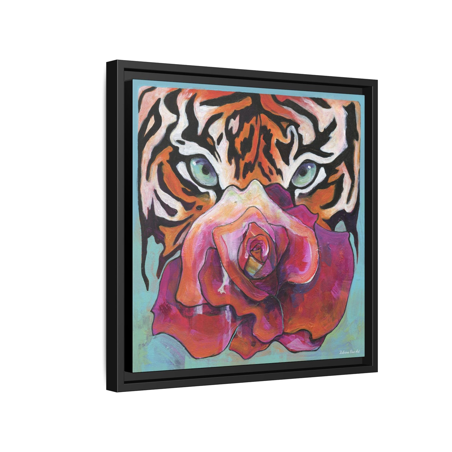 "Tiger Rose" Framed Canvas Fine Art Reproduction by Zabrina Fine Art