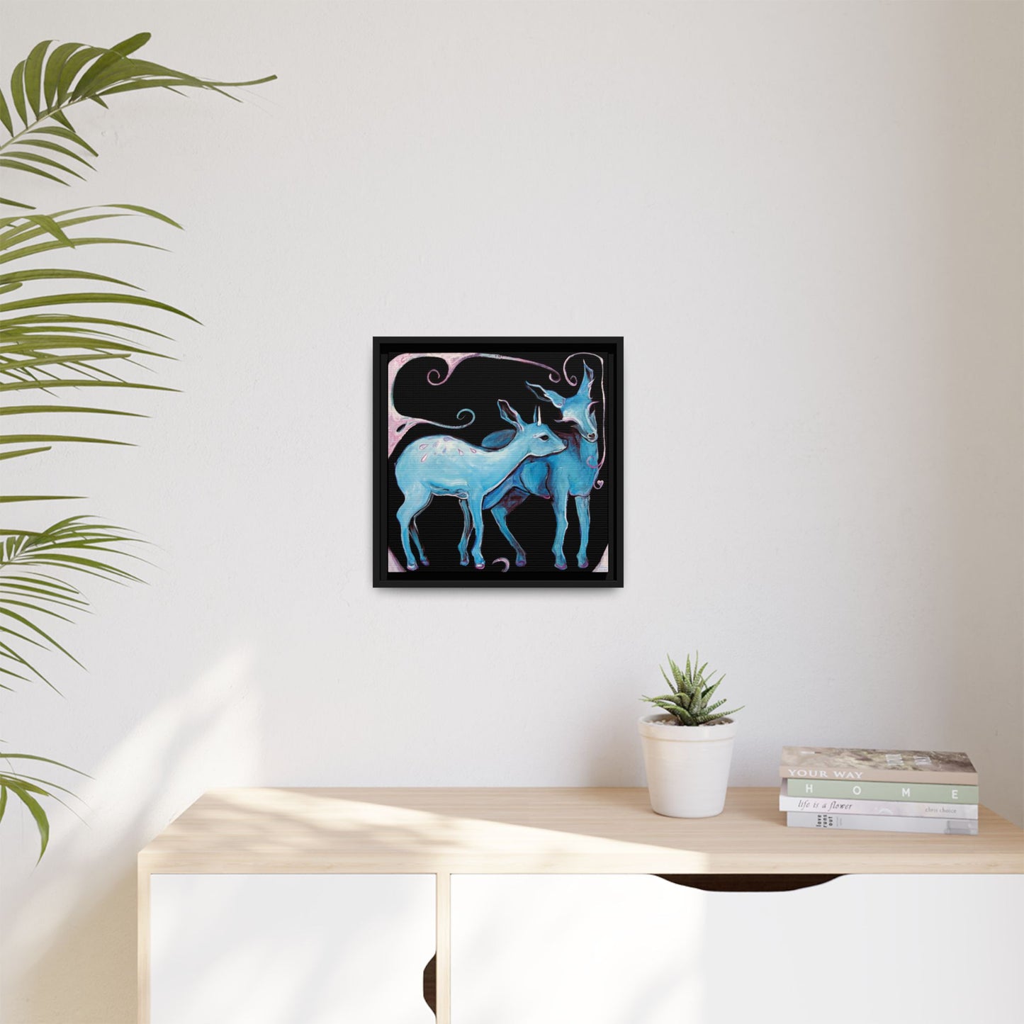 "Deer Love" Framed Canvas Fine Art Reproduction by Zabrina Fine Art