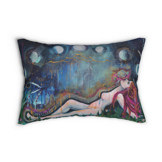 "Moon Bather" Throw Pillow by Zabrina Fine Art