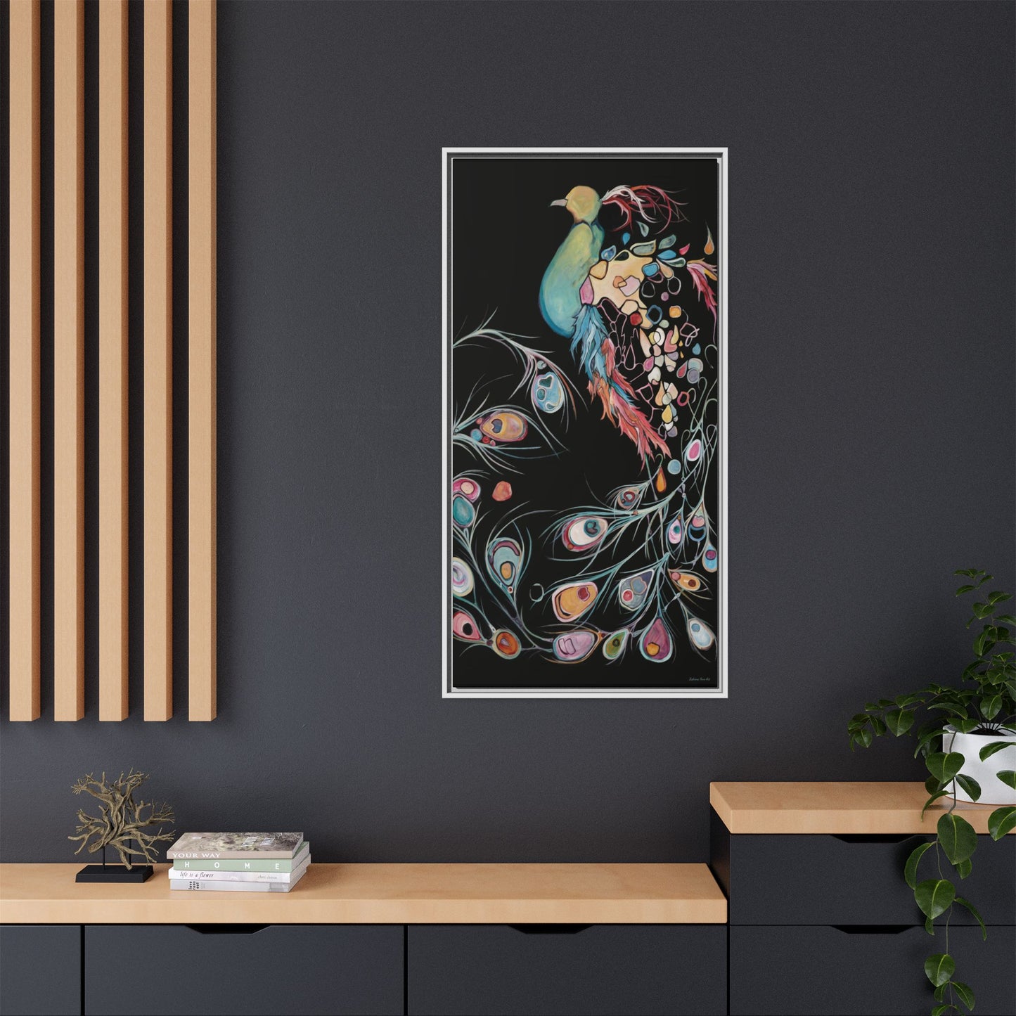 "Peacock" Framed Canvas Fine Art Reproduction by Zabrina Fine Art