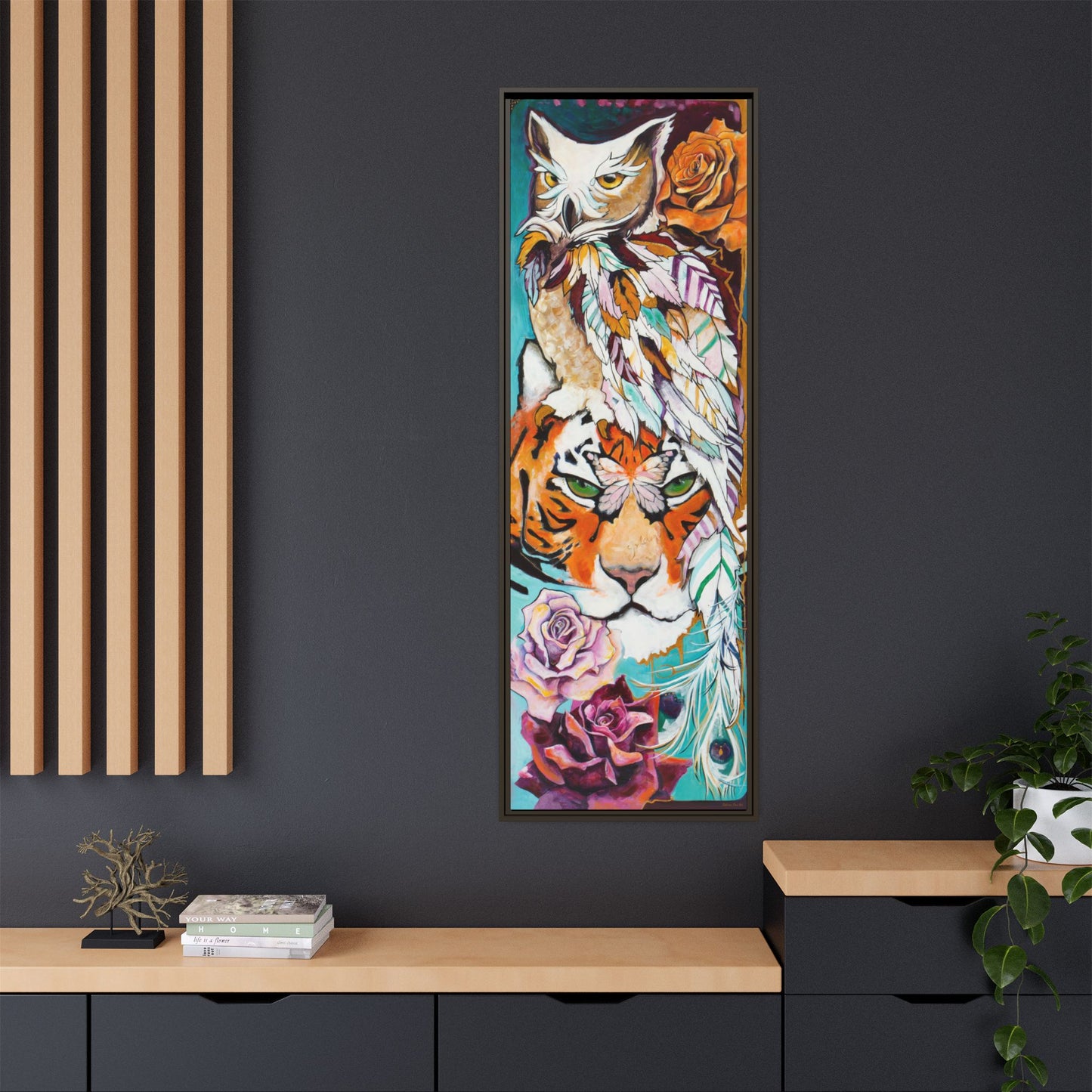 "Owl and Pussycat" Framed Canvas Fine Art Reproduction by Zabrina Fine Art