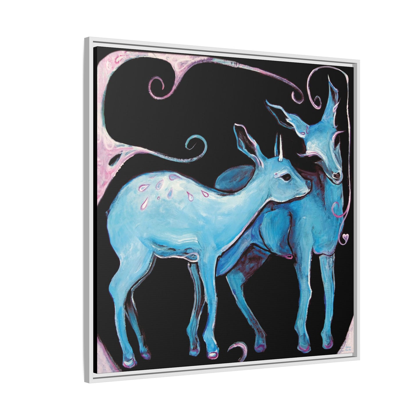 "Deer Love" Framed Canvas Fine Art Reproduction by Zabrina Fine Art